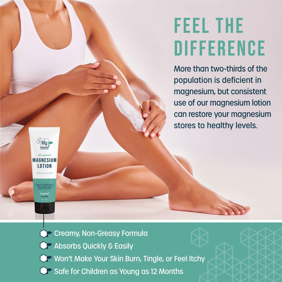 Unscented Magnesium Lotion for Sleep | 6oz Bottle with 250mg in each Teaspoon | We use Natural Shea Butter in Our Paraben-Free Magnesium Lotion for Leg Cramps