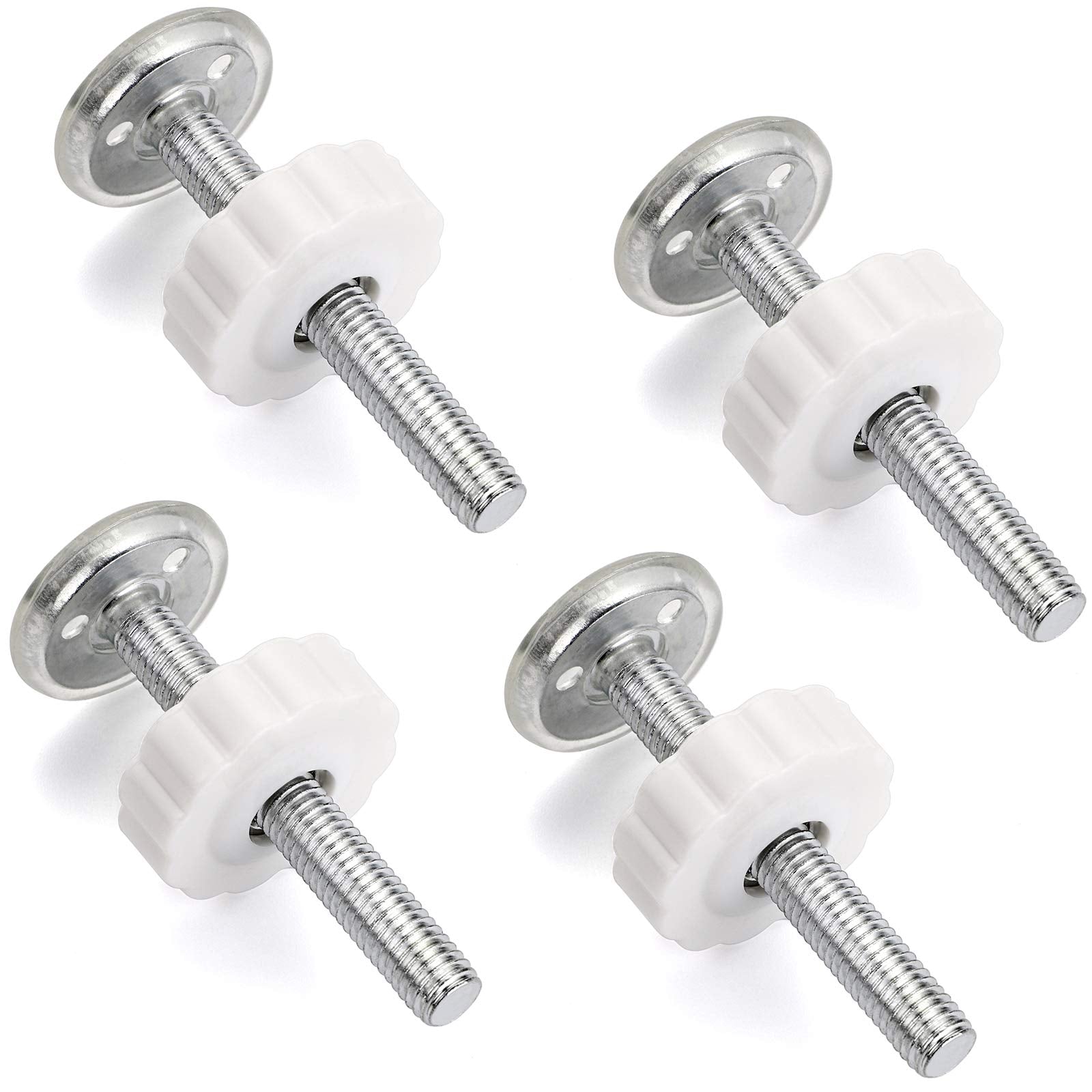 OwnMy M10 (10mm/0.39) Gate Adapters 4PCS Gate Threaded Spindle Rod Accessory Pressure Gate Replacement Parts Screw Mounted Bolts Kit for Stair Railing/Pets Doors, White