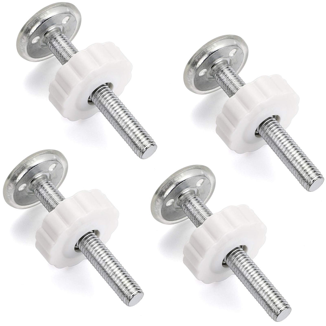 OwnMy M10 (10mm/0.39) Gate Adapters 4PCS Gate Threaded Spindle Rod Accessory Pressure Gate Replacement Parts Screw Mounted Bolts Kit for Stair Railing/Pets Doors, White