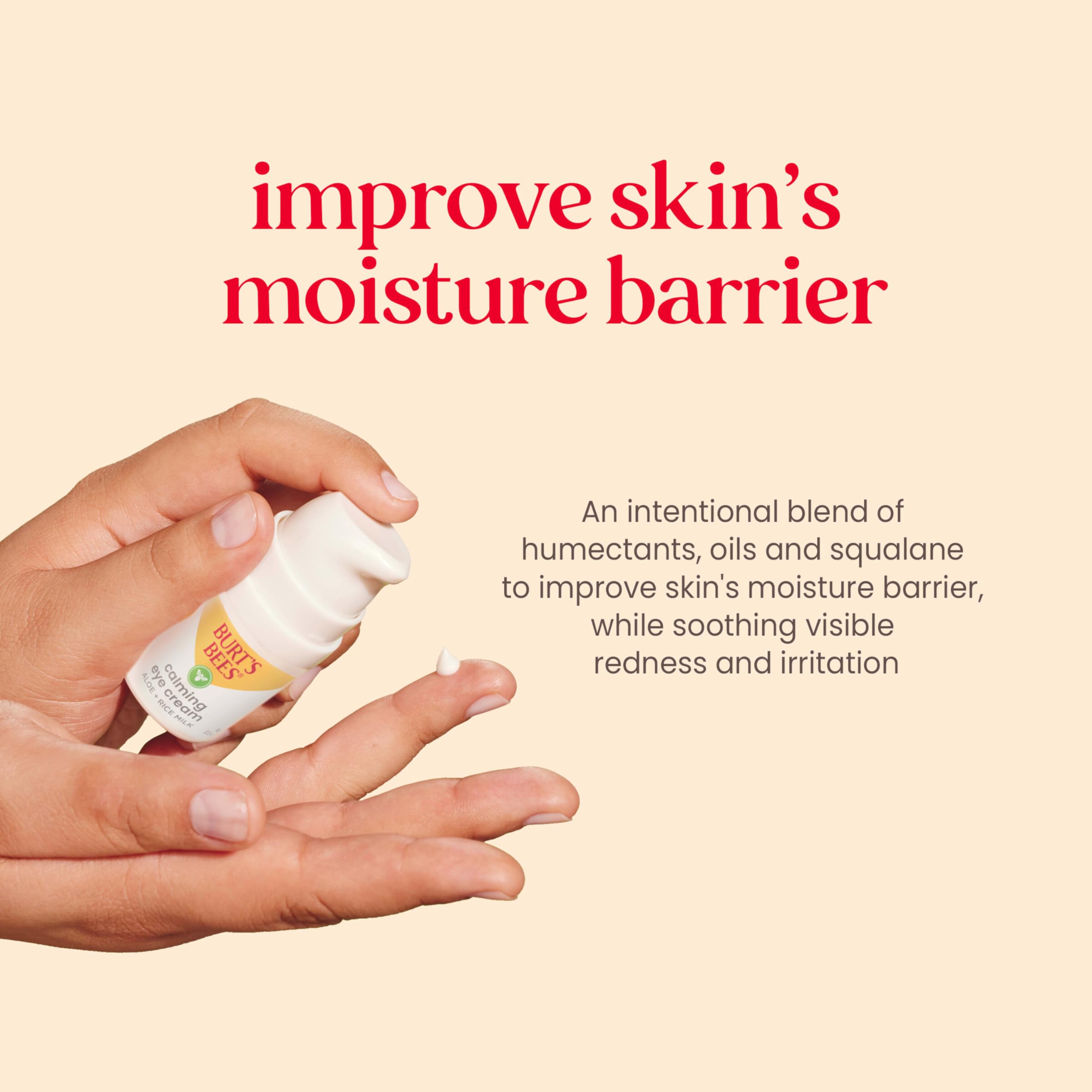 Burt's Bees Calming Eye Cream With Aloe and Rice Milk, Moisturizes Without Causing Redness or Irritation, 98.7 Percent Natural Origin Skin Care, 0.5 oz. Bottle