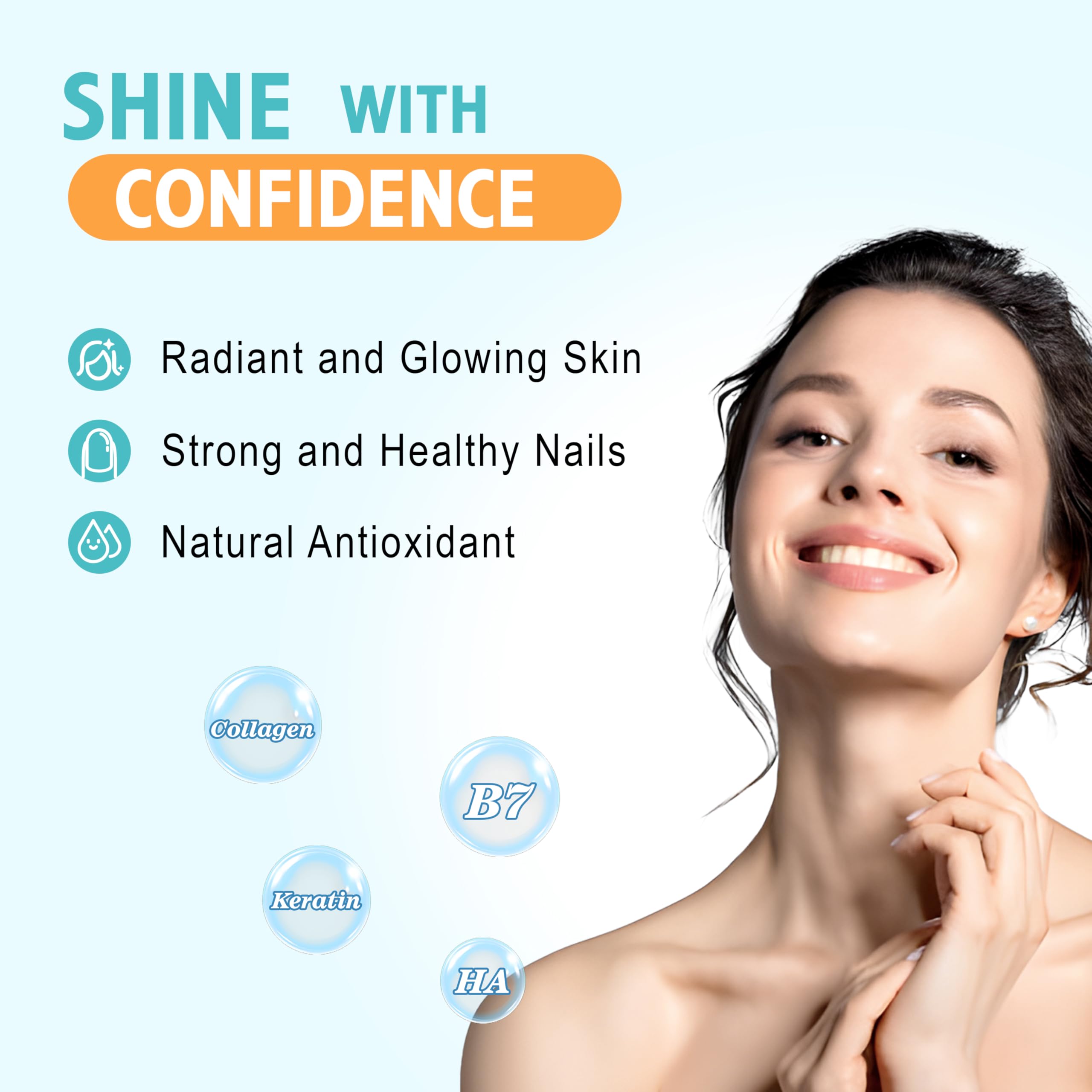 Biotin with Collagen Gummies, Hair Skin and Nails Vitamins Gummies, Vitamin C Zinc for Women Men - Blueberry Flavor, 2 Pack 120 Ct