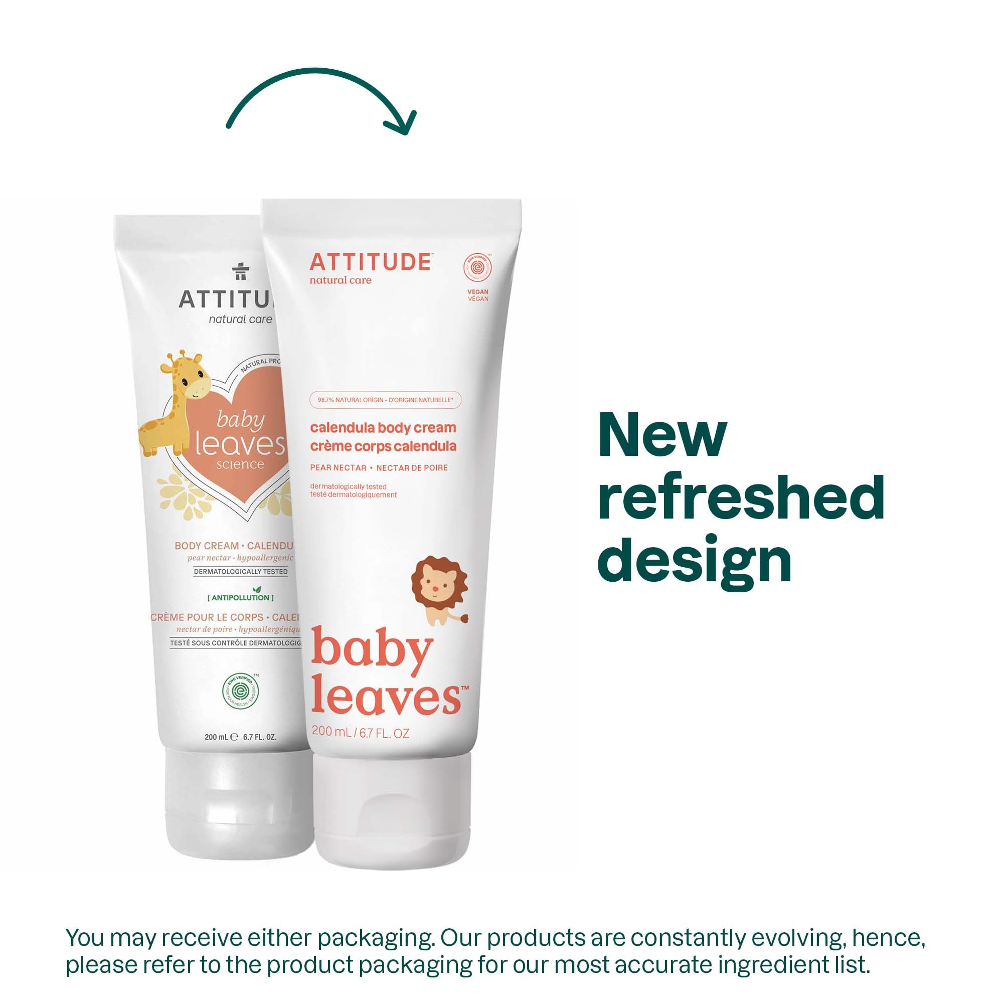 ATTITUDE Baby Body Cream, Ewg Safe Moisturizing Lotion for Sensitive Skin, Moisture & Protect, Pear Nectar, 6.7 Fl Oz