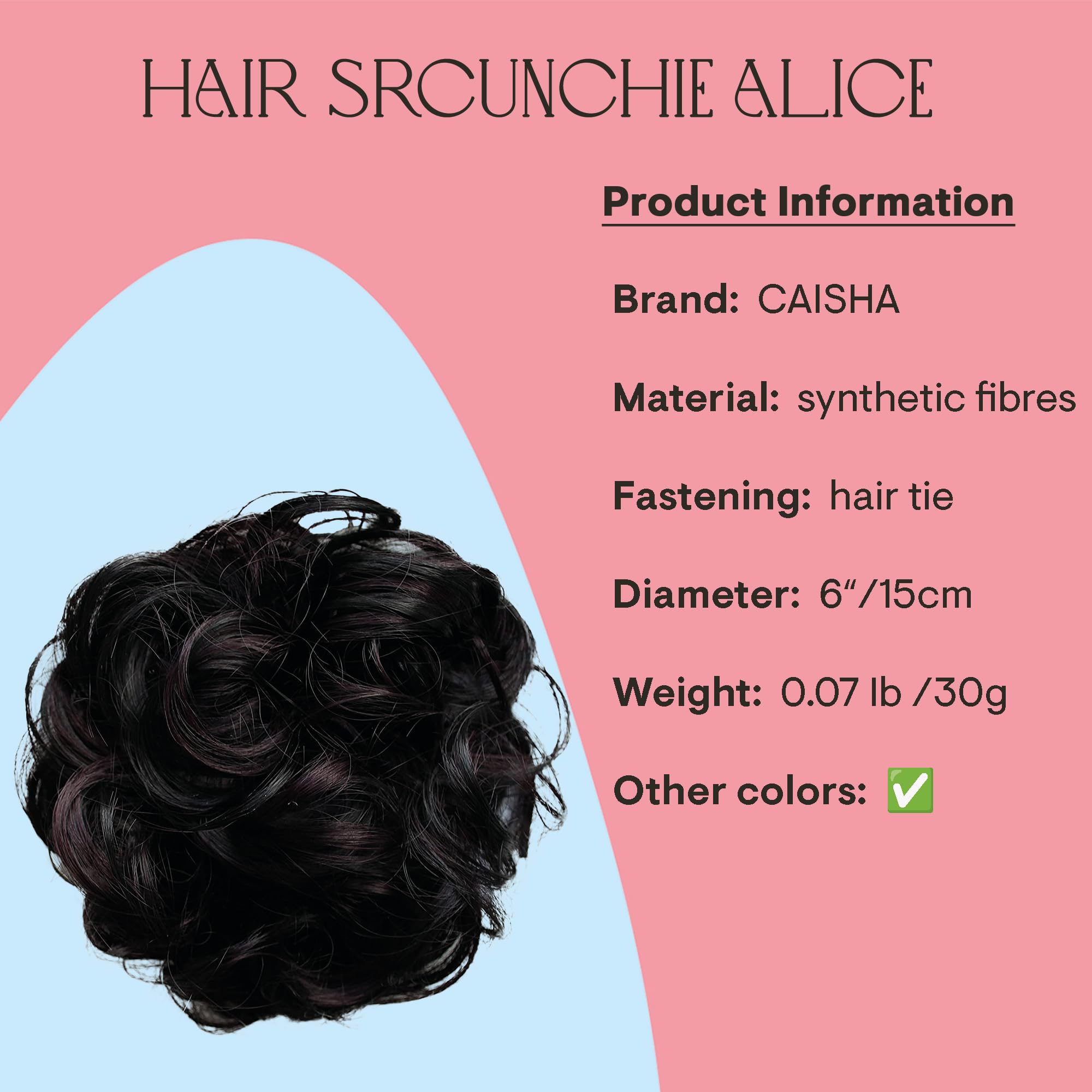 dark brown mix 1H850 : PRETTYSHOP Scrunchy Scrunchie Bun Updo Hairpiece Hair Ribbon Ponytail Extensions Curly Diverse Colors (black mix dark red 1H850)