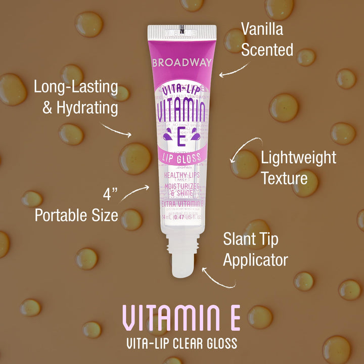 Ruby Kisses Broadway Vita-Lip Clear Lip Gloss (10 Pack), Hydrating & Soothing Formula with Vitamin, High-Shine Non-Sticky Lip Balm with Mint, Rosehip, Coconut, Mango, Argan, Honey, Shea, Cherry, Peach