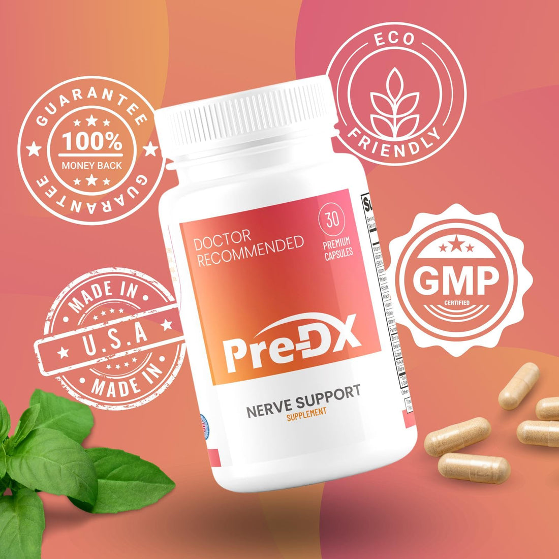 Pre-DX Nerve Support Supplement - Advanced L-Methylfolate Multivitamin w/Vitamin B-Complex & More for Resistance Enhancement - 3rd Party Tested L-methylfolate Supplement - 30 Capsules