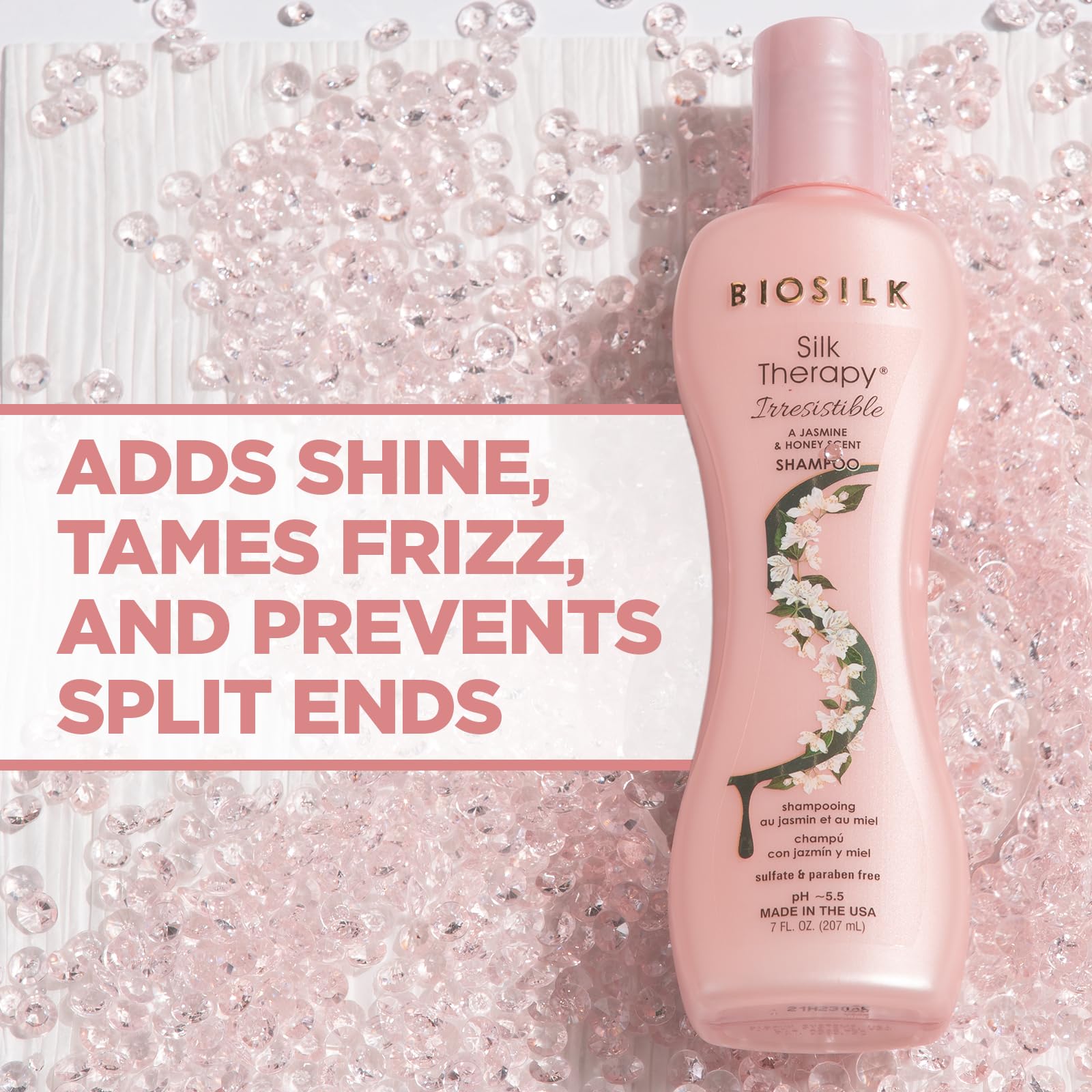 BioSilk Irresistible Collection Silk Therapy Shampoo, Cleanses & Removes Buildup, Jasmine & Honey Scent, Sulfate, Paraben, & Cruelty-Free, 7 Oz