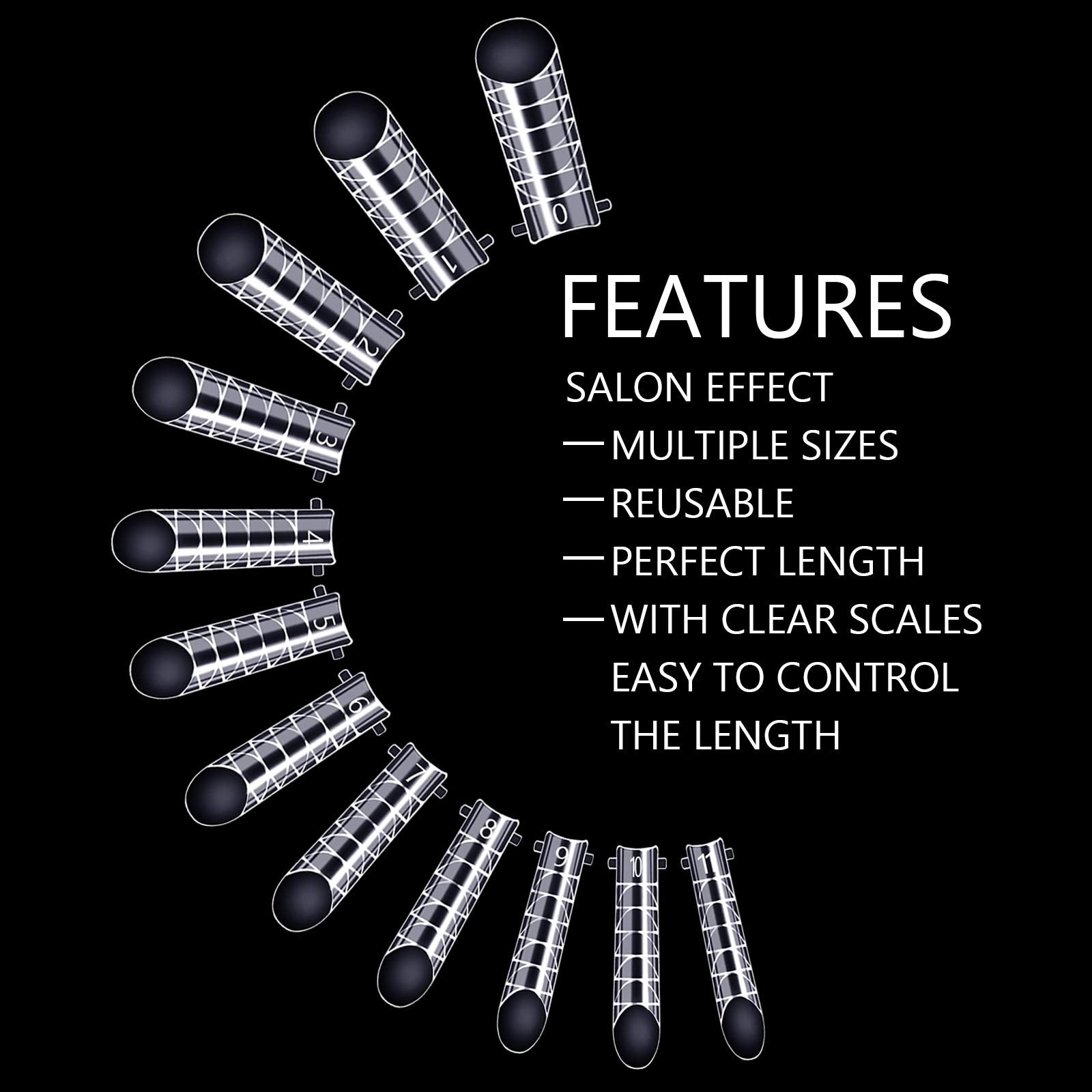 NMKL38 120Pcs Clear Dual Nail Forms Full Cover False Nail Tips Arched for Poly Nail Gel Extension Mold (U Shape)