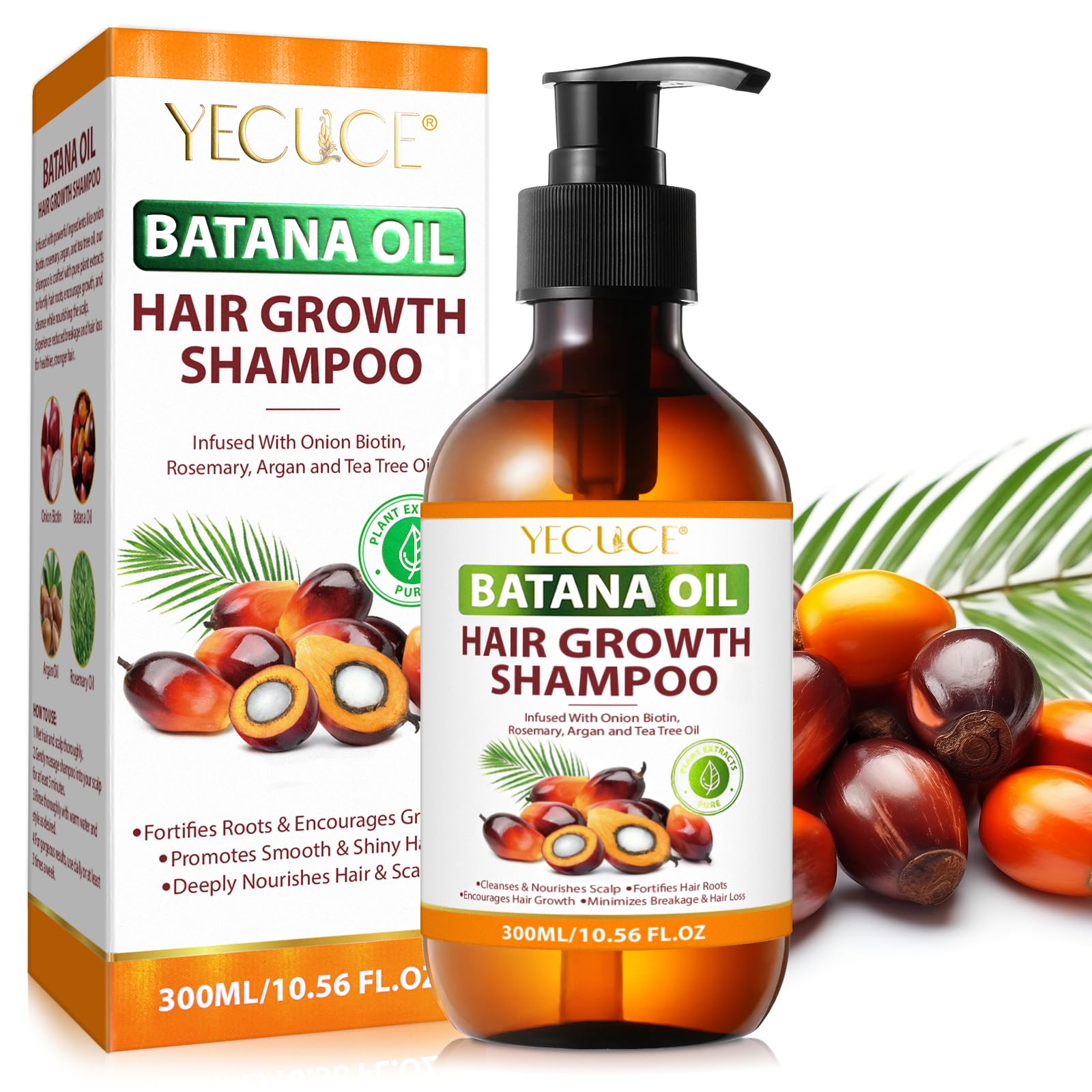 Batana Oil Shampoo, Organic Batana Oil with Onion Shampoo for Men and Women Daily Hair Care,for Thinning Hair & Hair Loss, for Curly Hair & Straight hair