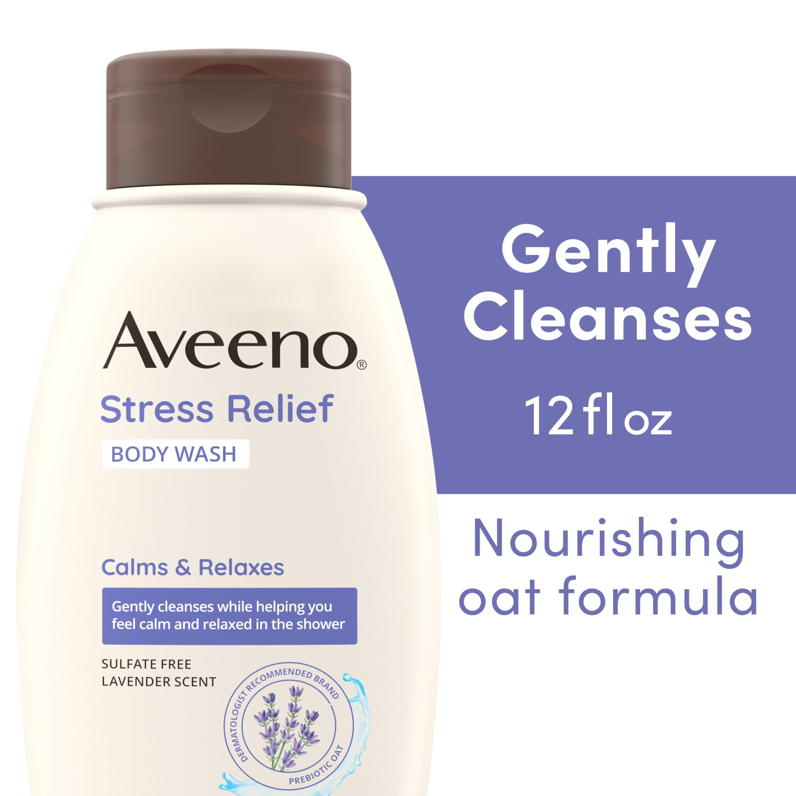 Aveeno Stress Relief Gift Set, Skincare Set for Sensitive Skin with Soothing Body Wash & Moisturizing Body Lotion, plus, Skin Relief Repairing Hand Masks for Very Dry Skin, 3 Items