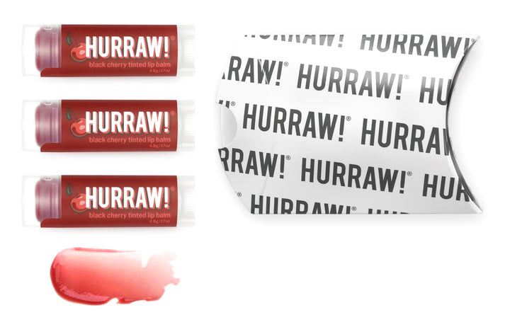 3-Pack Hurraw! All Natural Lip Balm Black Cherry Tinted