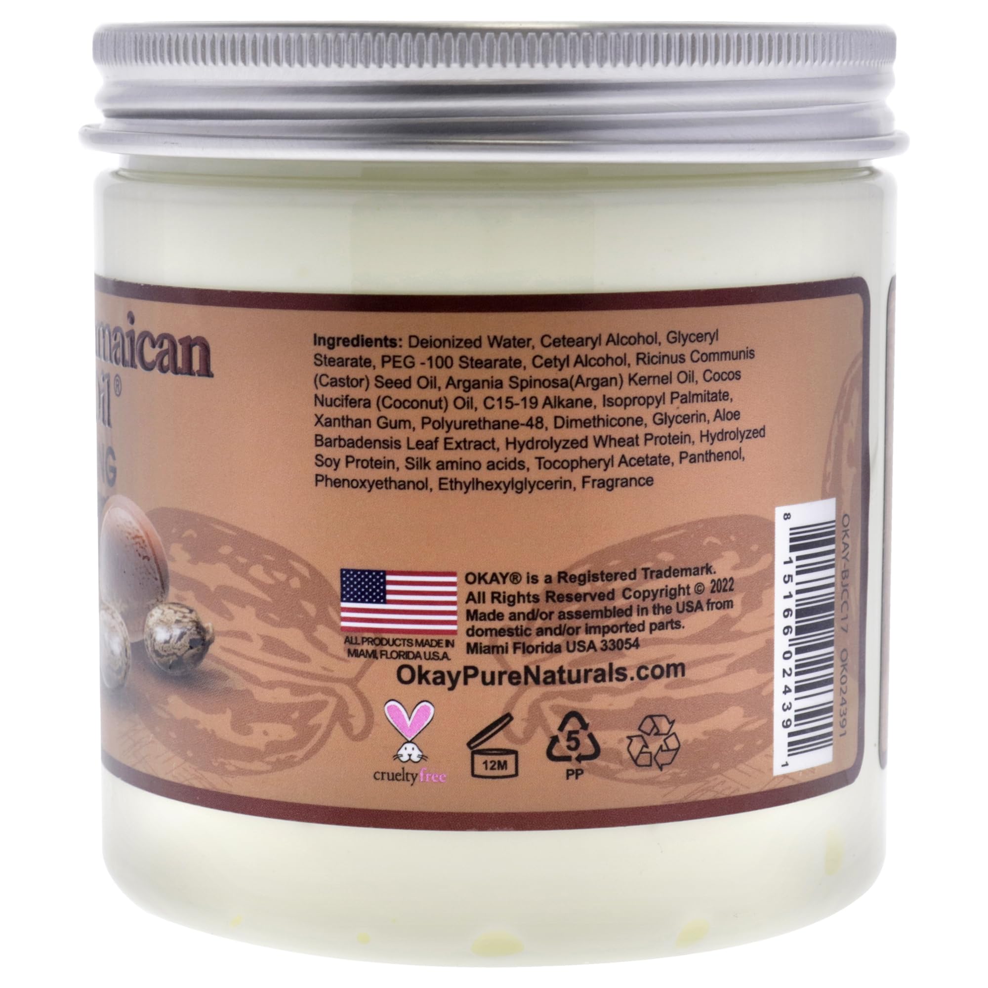 Okay black jamaican castor oil moisture & curling hair sorbet 17 ounce, White, 17 Ounce