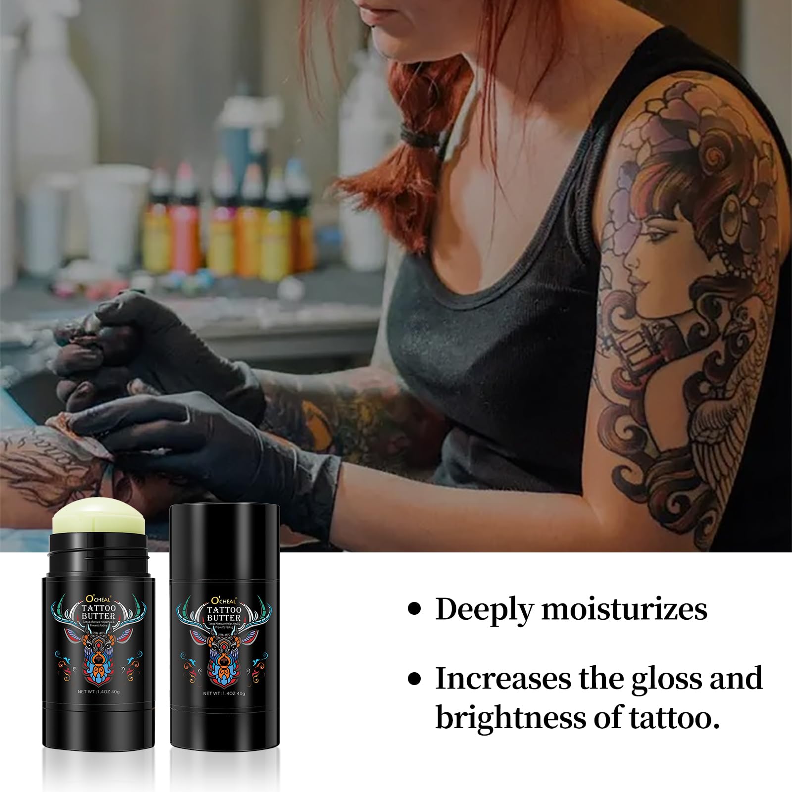 Tattoo Aftercare Butter Balm,Natural Organic Tattoo Cream Moisturizer for Old & New Tattoos Healing Brightener Color Enhance