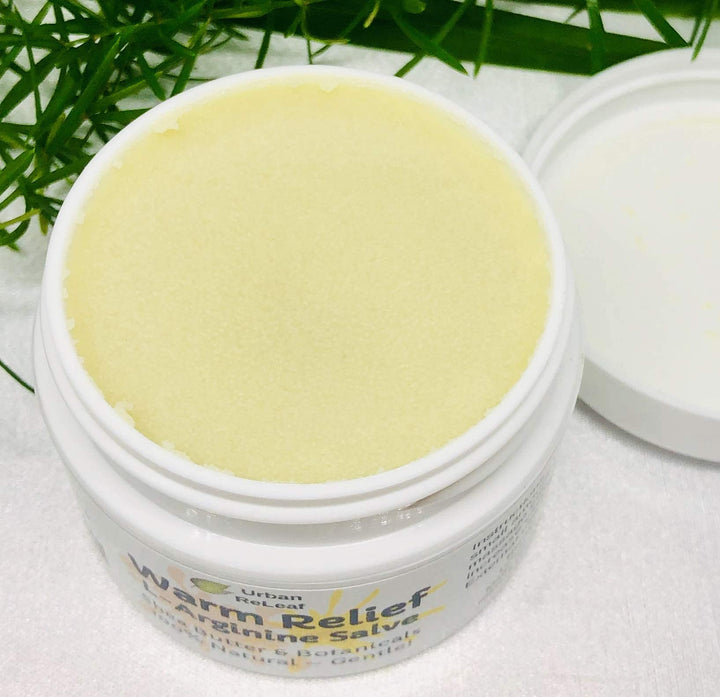 Urban ReLeaf Warm Relief L-Arginine Salve ! Shea Butter & Botanicals, 100% Natural. Gentle Circulation Warming Massage Cream.