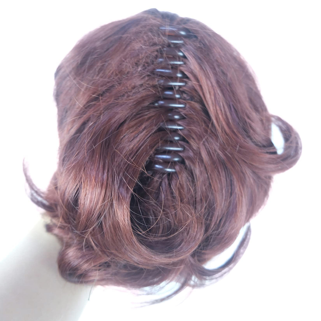 Lydell Short Ponytail Hair Extensions Wavy Curly Synthetic Hairpiece with Jaw Claw (131 Burgundy Red)