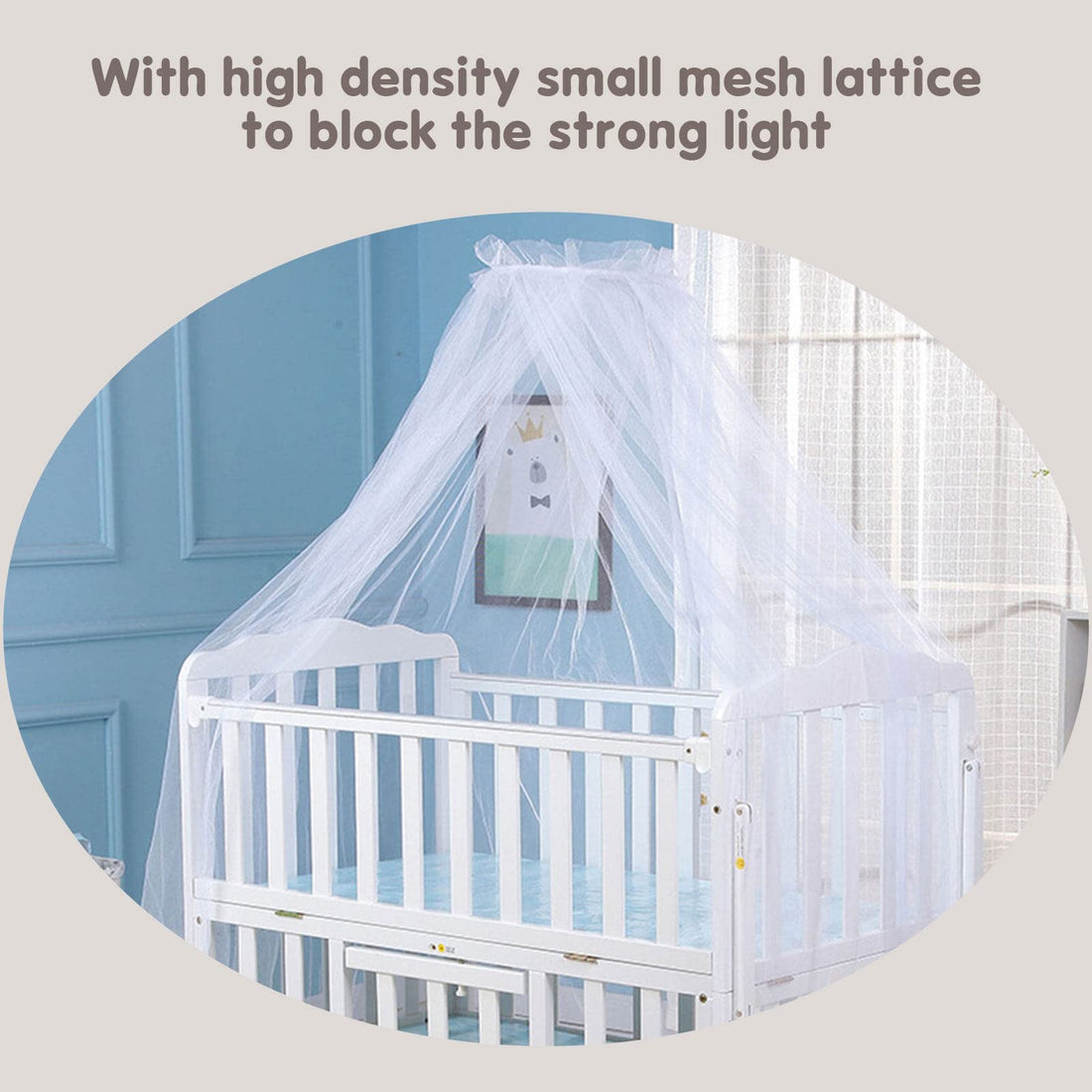 FAMKIT Baby Infant Toddler Bed Dome Cots Mosquito Netting Hanging Bed Net Mosquito Bar Frame Palace-Style Crib Bedding Set (Mosquito Net Without Stand) 160X450CM