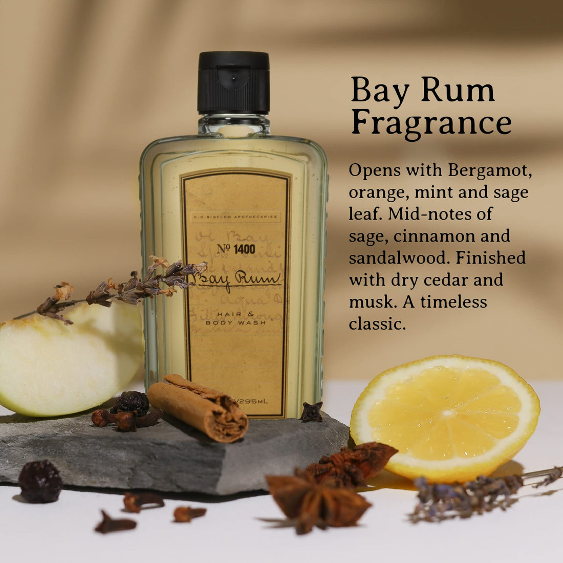 C.O.Bigelow Bay Rum HAIR & BODY WASH No. 1400 10 fl oz/ 295 ml