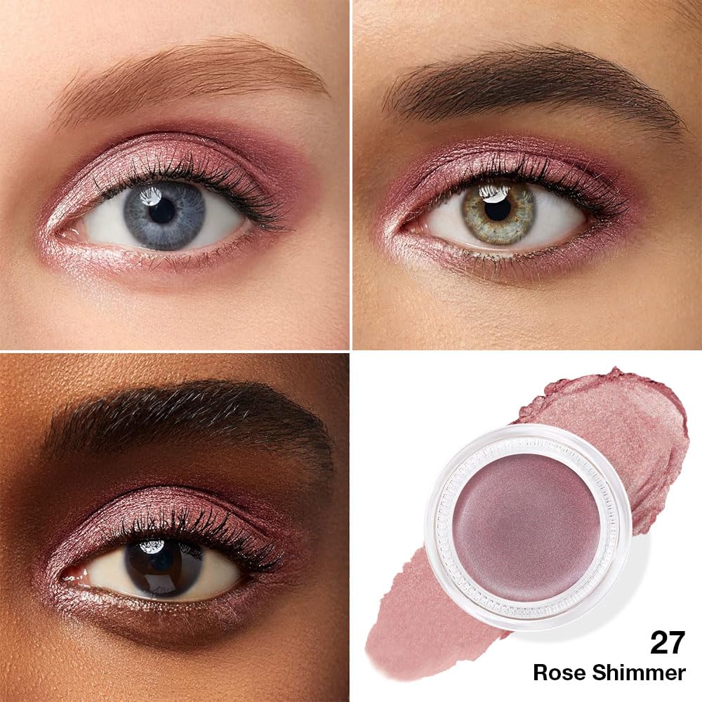 Kaely Single Cream Eyeshadow Pot, Rose Shimmer Highly Pigmented Monochrome Eye Shadow Palette Makeup, Waterproof Natural Mini Eyeshadow Brightener, sombras en crema para ojos, Blendable, 27