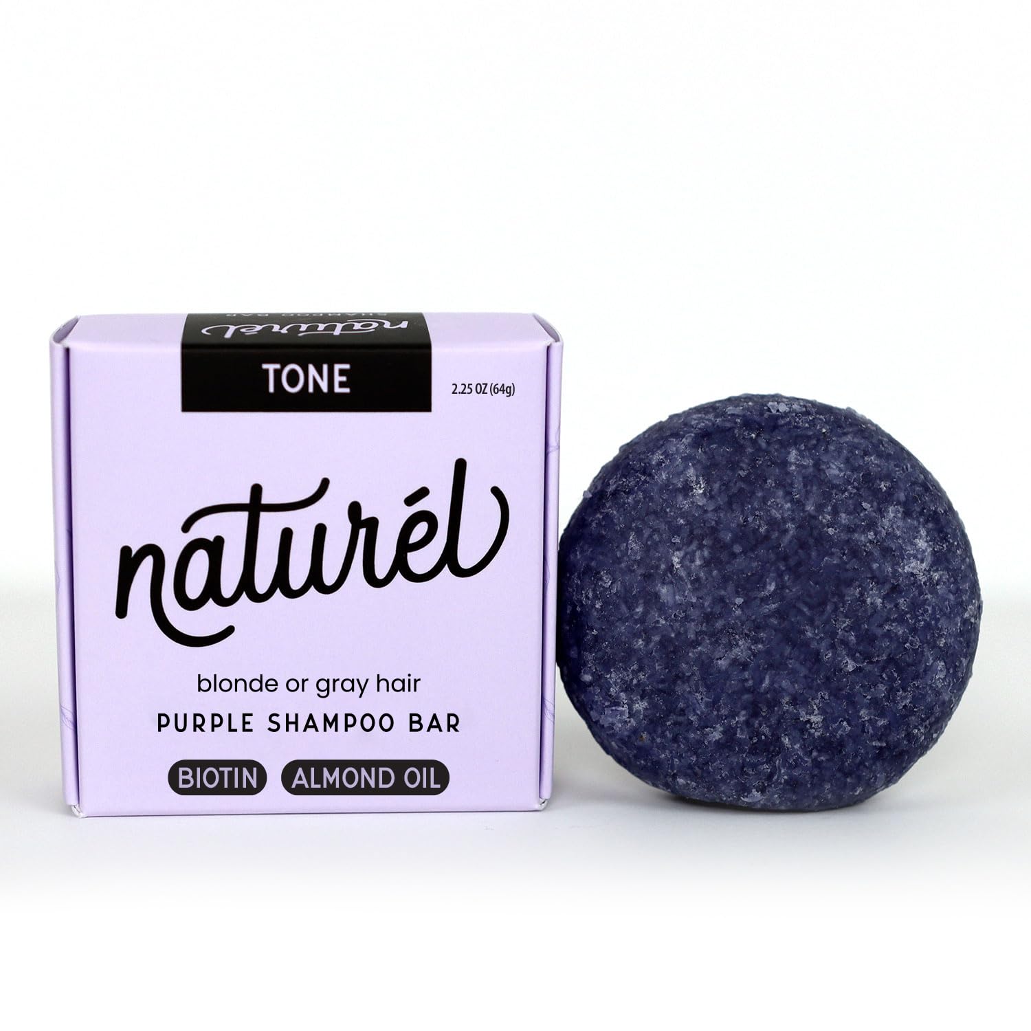 Naturel Purple Toning Shampoo Bar, Blonde or Grey Hair Toning Shampoo Bar with Biotin and Almond Oil, Vegan, Zero Waste, Cruelty Free, Made in USA