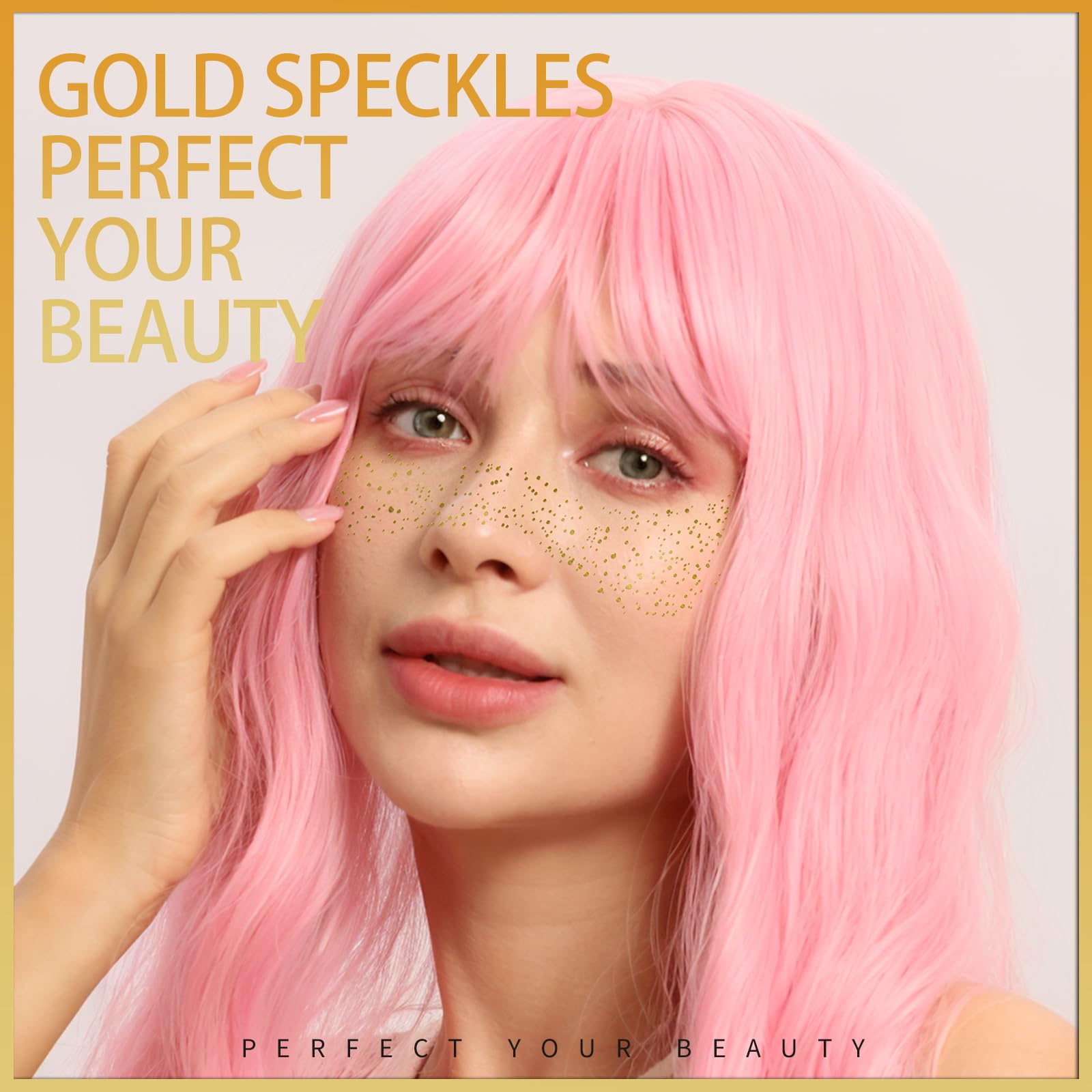 Teenitor 6 PCS Glitter Freckles Face Tattoo, Gold Face Glitter Speckles Patches, Sweatproof Waterproof Fake Freckles Sparkle