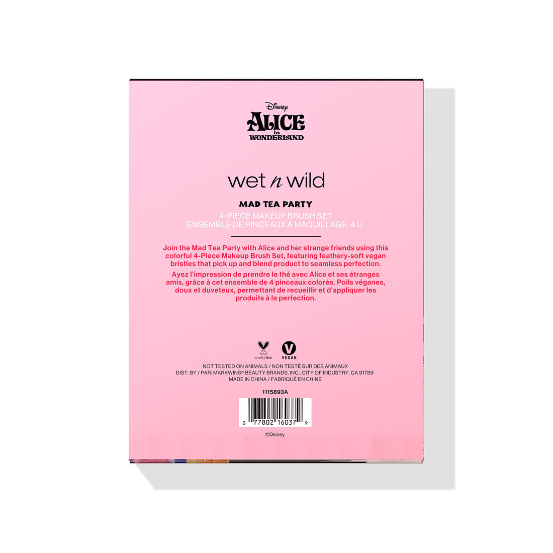 wet n wild Mad Tea Party 4-Piece Makeup Brush Set Alice In Wonderland Collection