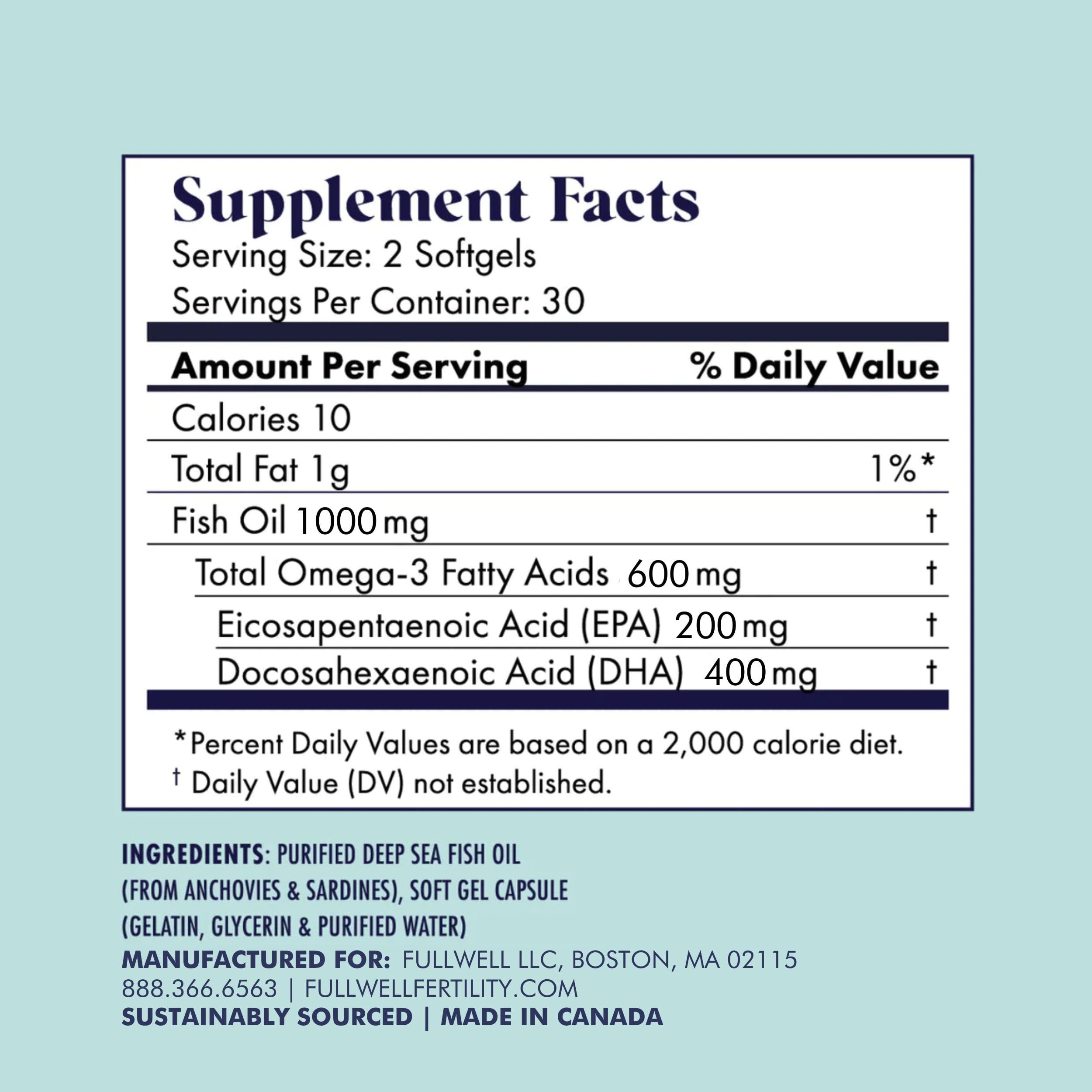 FullWell Prenatal Vitamin + DHA | Omega 3 Fish Oil with DHA & EPA for Brain Development & Nervous System Support | 26+ Vital Nutrients | Dietitian-formulated, Non-GMO, 3rd Party Tested, 30 Servings