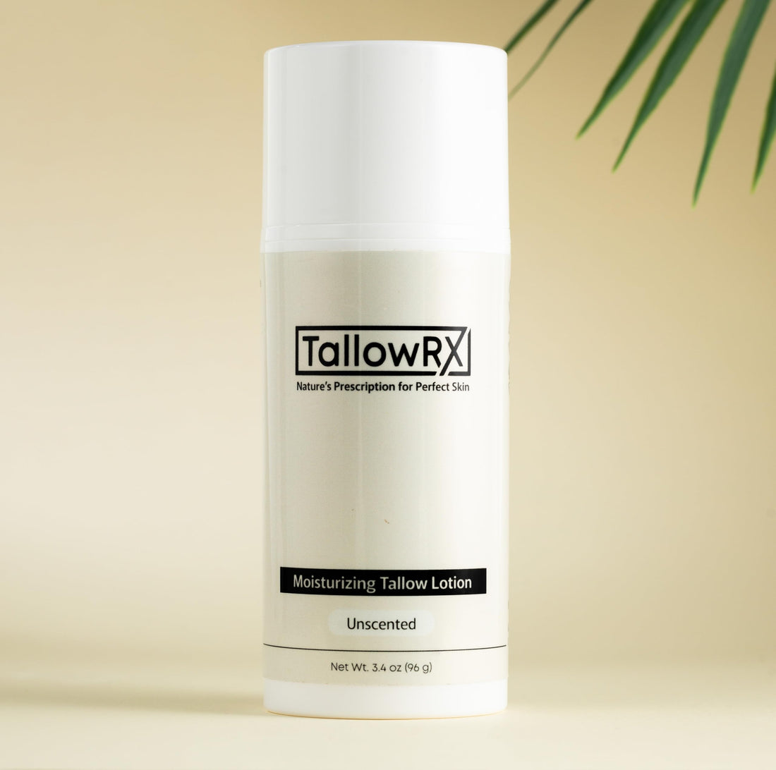 TALLOWRX Whipped Tallow Lotion – Deep Moisture for Face & Body – Organic, Grass-Fed Tallow with Aloe & Vitamin E – Non-Greasy Hydration – (3.4 oz, Unscented)