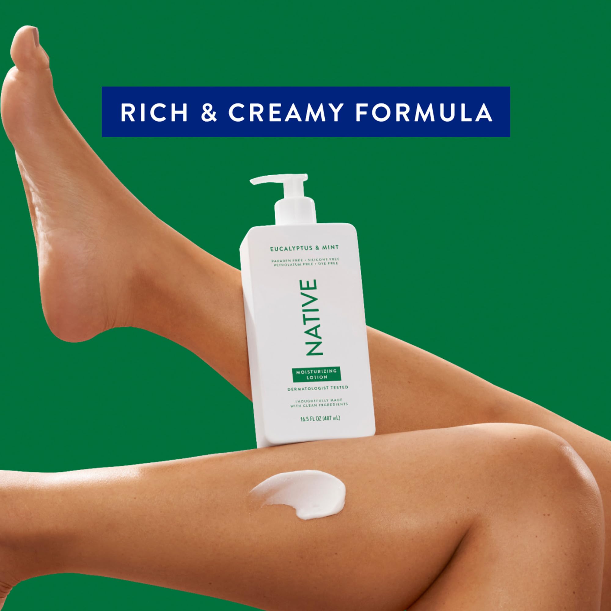Native Body Lotion Contains Naturally Derived Plant-Based Moisturizers for Women and Men | Restores Dry Skin, Eucalyptus & Mint, 16.5 fl oz