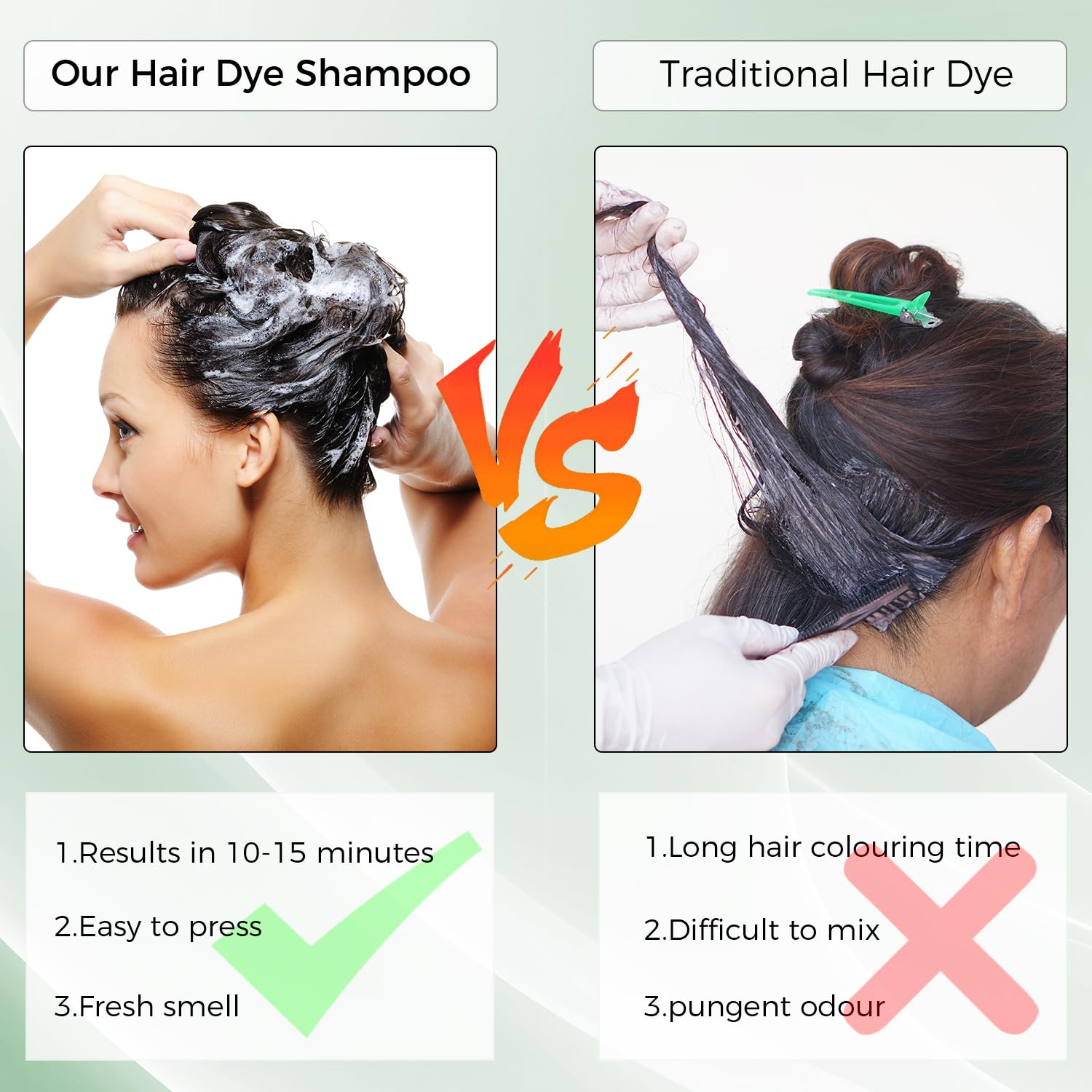 KAISASA Black Hair Dye Shampoo 3 in 1,Argan Natural Herbal Hair Color Shampoo Covers Gray Hair for Women and Men (16.9 fl.oz Black)