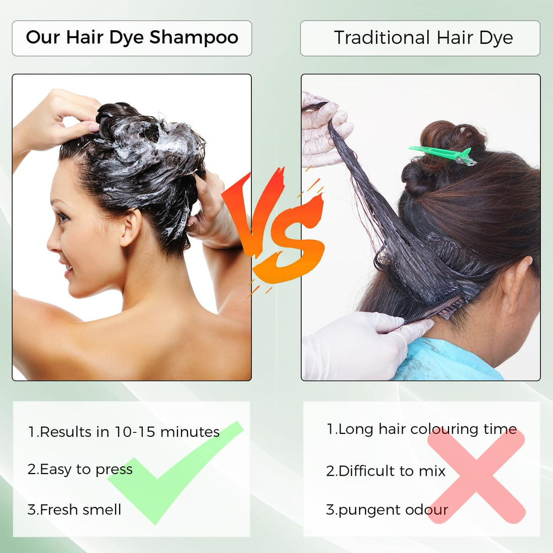 KAISASA Black Hair Dye Shampoo 3 in 1,Argan Natural Herbal Hair Color Shampoo Covers Gray Hair for Women and Men (16.9 fl.oz Black)