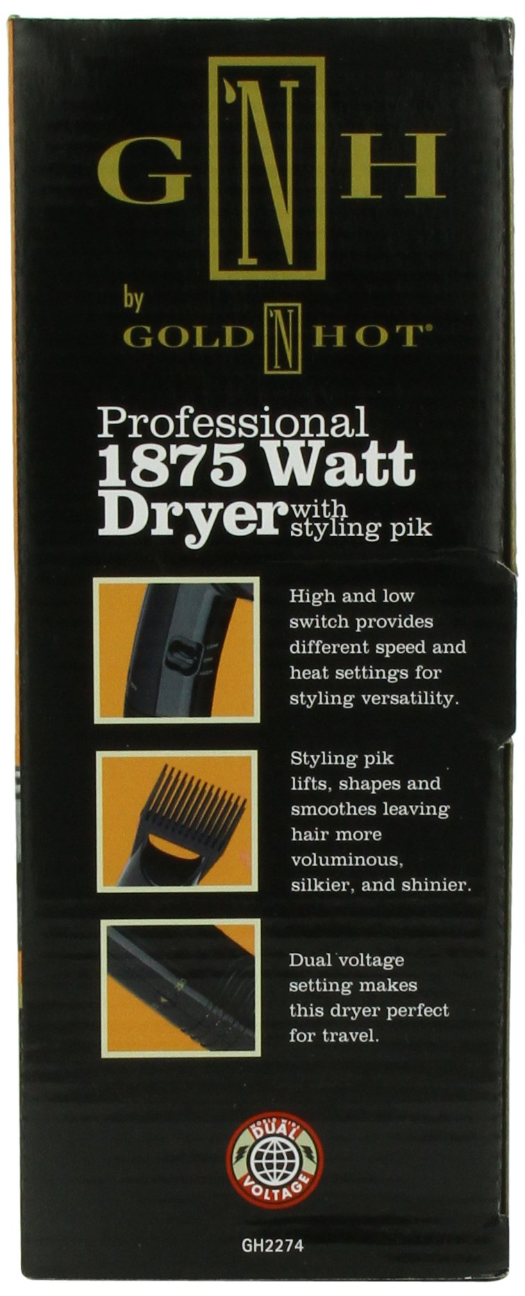 Gold 'N Hot Professional 1875-Watt Dryer with Styling Pik