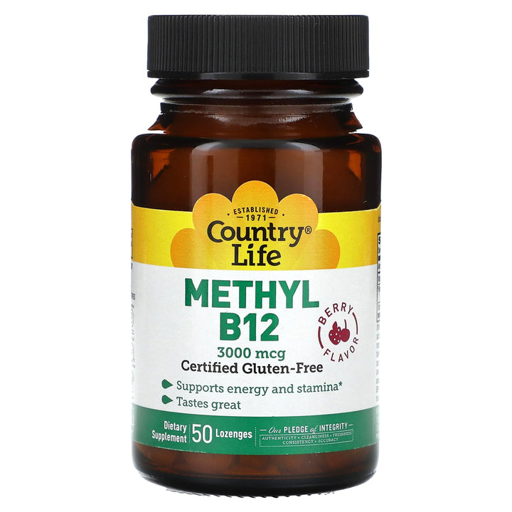 Country Life - Superior B-12, Berry Flavored, 3000 mcg - 50 Sublingual Lozenges