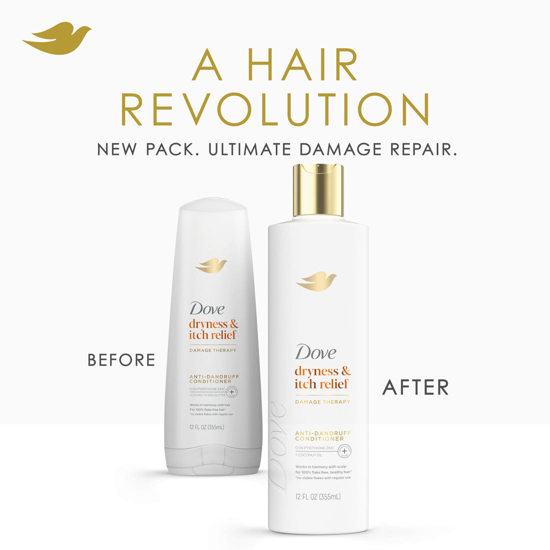 Dove Damage Therapy Derma Conditioner Dryness + Itch for Flaky Scalp with Pyrithione Zinc and Coconut Oil 12 Fl Oz