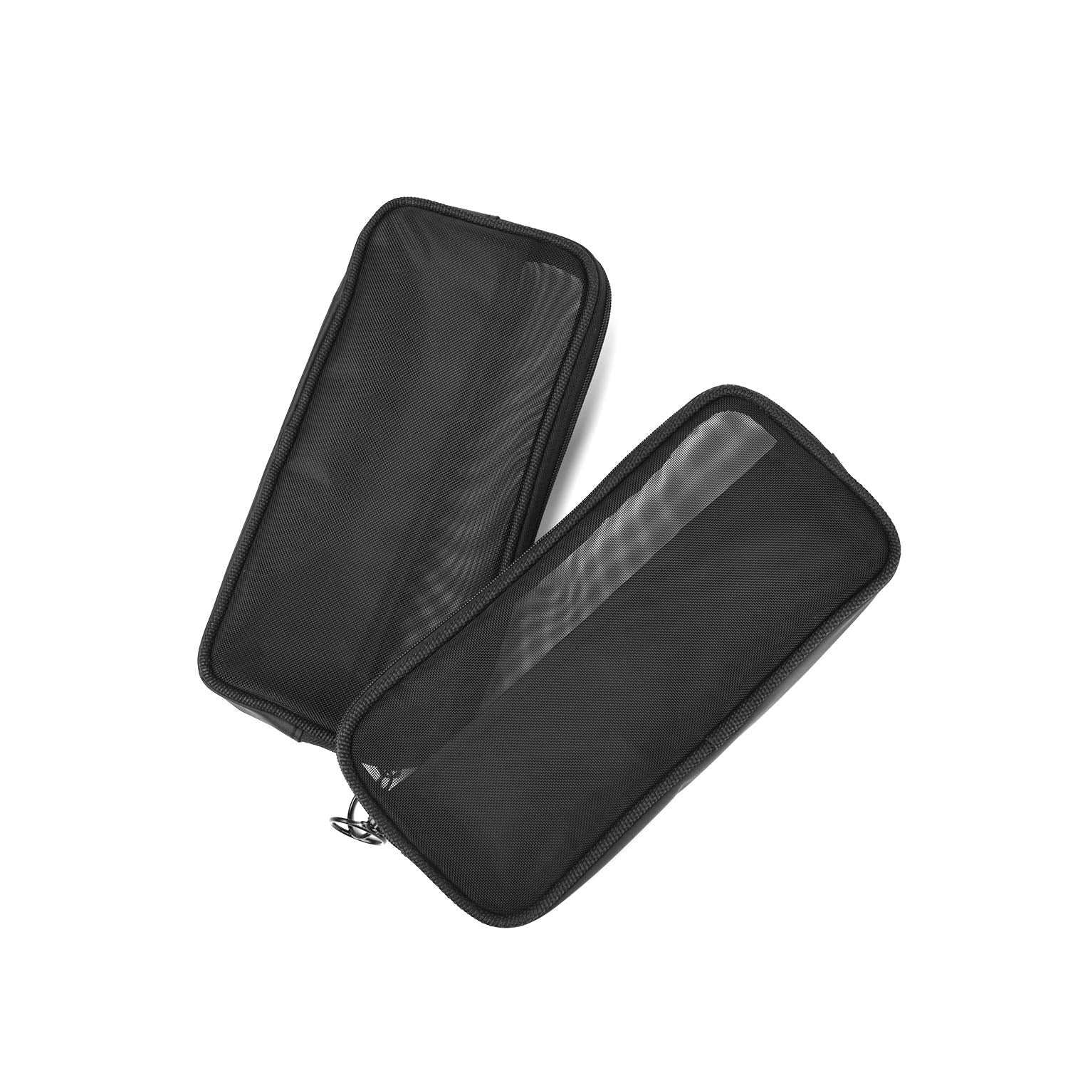 Patu Mesh Travel Toiletry Bag, Transparent Standing Pouch, Portable Shaving Washing Kits Organizer, Personal Care Trip Case, Pack of 2 (Size M), Black