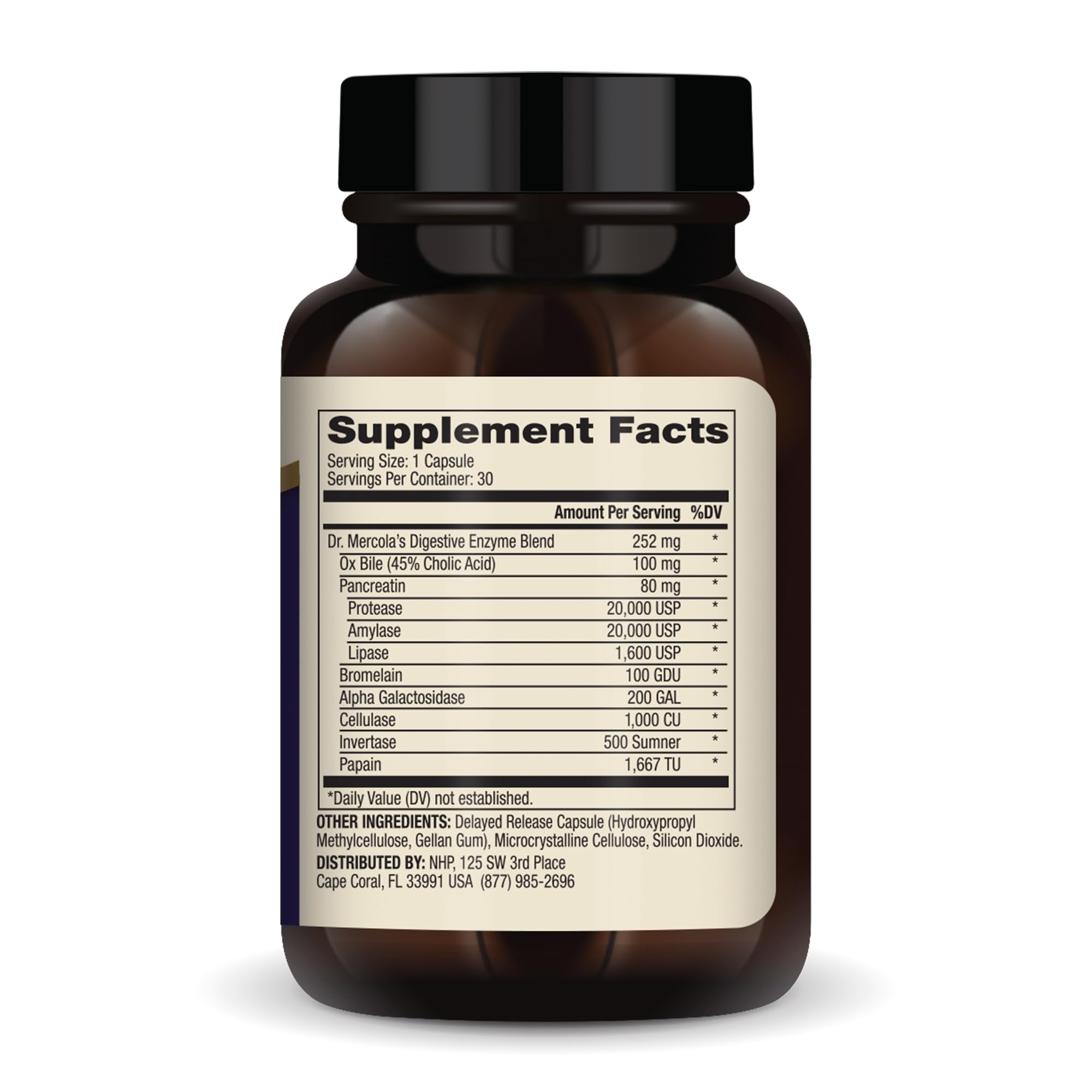 Dr. Mercola Digestive Enzymes, 30 Servings (30 Capsules), Original Formula, Delayed Release, Dietary Supplement, Supports Healthy Immune Function, Non-GMO