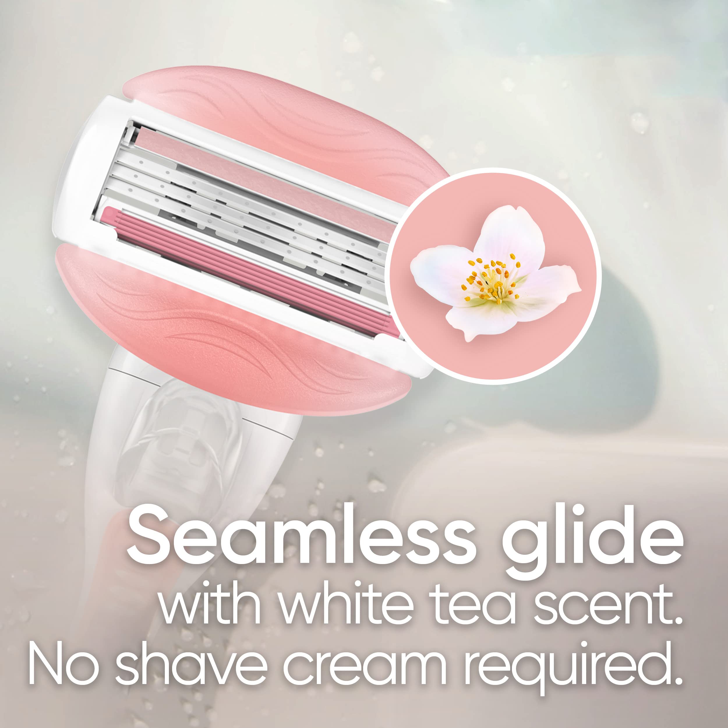 Gillette Venus ComfortGlide White Tea 4 count, with Gillette Venus ComfortGlide plus Olay 2 count, Women's Razor Blade Refills