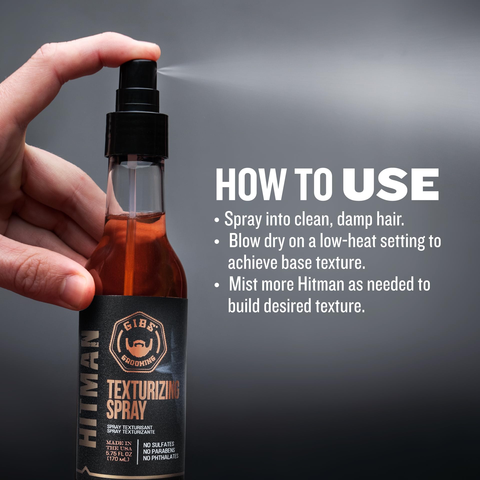 GIBS Guys Into Beard Stuff Hitman Texturizing Spray, 5 Ounce by GIBS