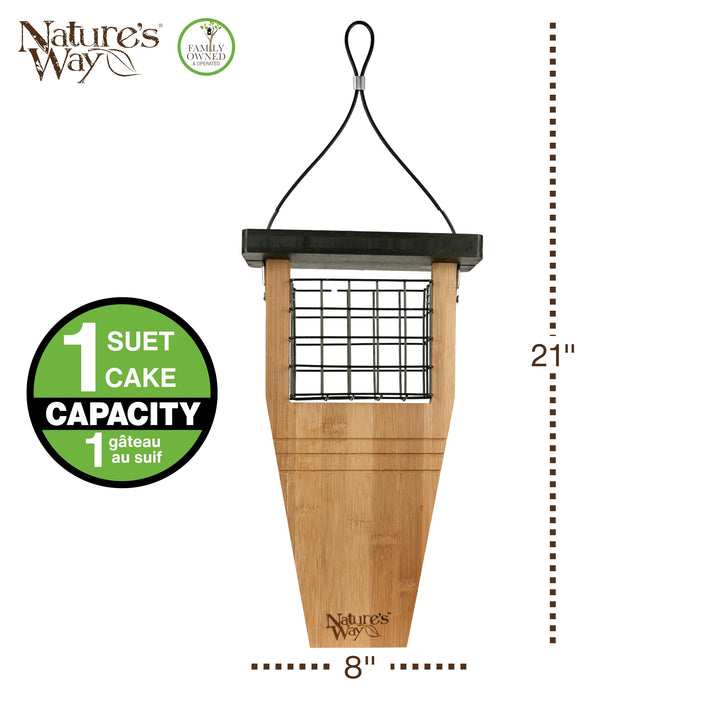 Nature's Way Bird Products BWF1 Tail-prop Suet Bird Feeder 12H x 7.875L x 3W, Wood