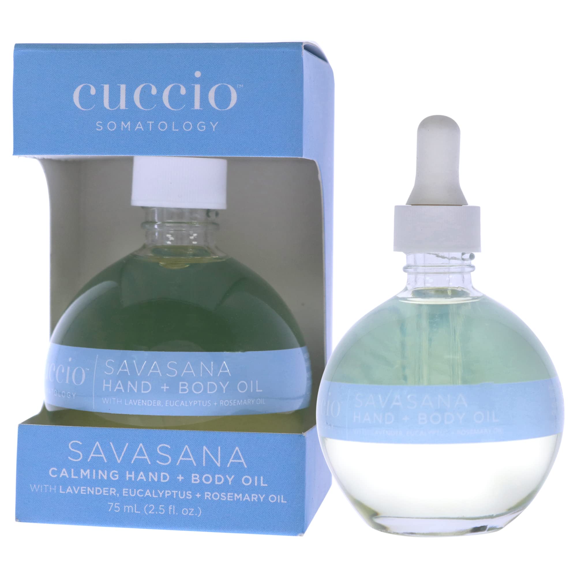 cuccio SOMATOLOGY Savasana Calming Hand and Body Oil - Intensely Moisturizing And Hydrating Blend - Made With Lavender, Eucalyptus, And Rosemary Oils - Soothe Your Mind And Nourish Your Body - 2.5 Oz