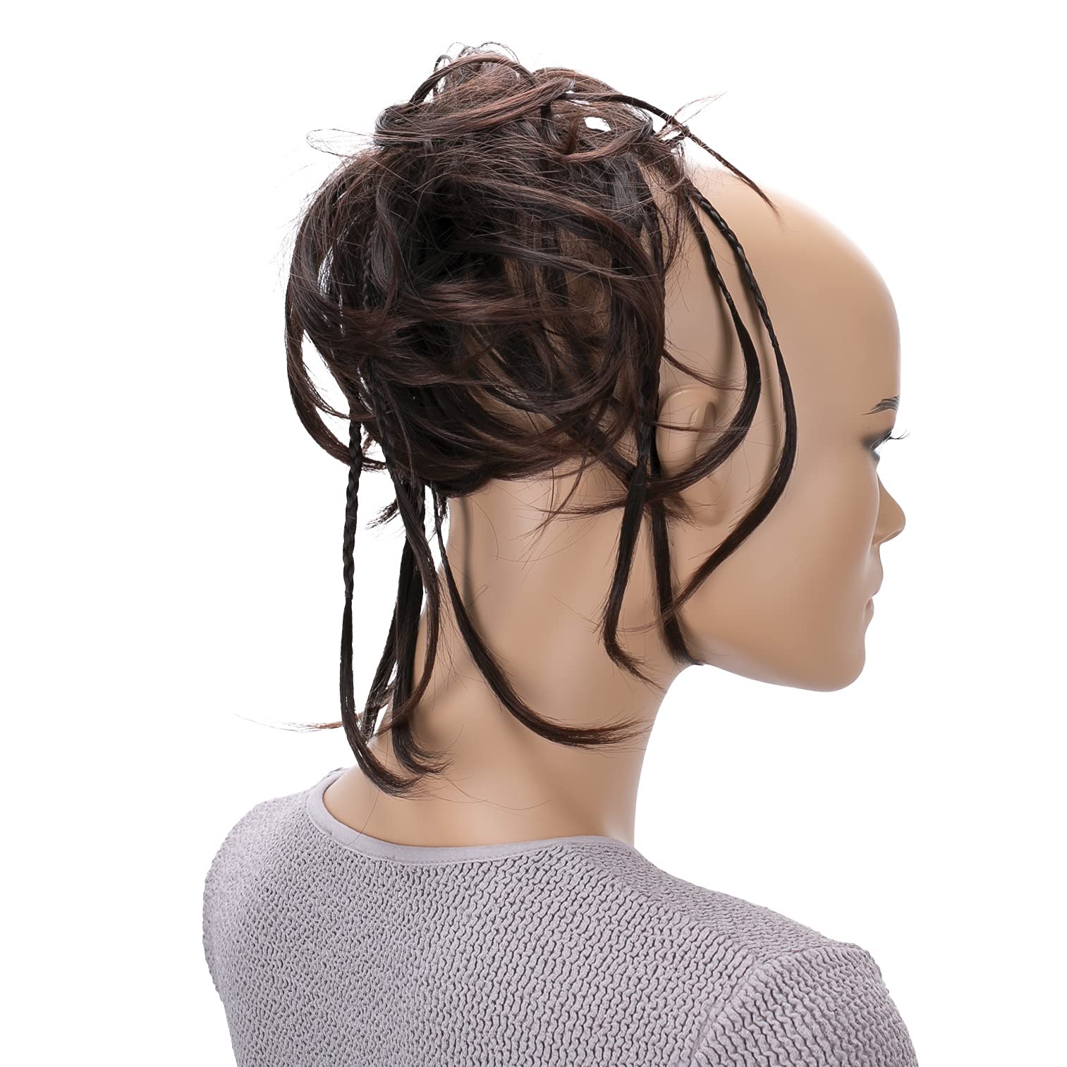 Dark Brown # 2T33 G7D: Prettyshop Hairpiece Hair Rubber Scrunchie Scrunchy Updos Voluminous Wavy Messy Bun Dark Brown # 2T33 G7D