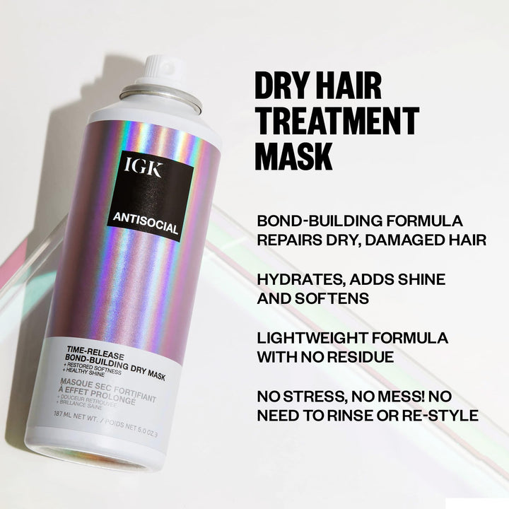 IGK AntiSocial Overnight Bond-Building Dry Hair Mask, Clear, Coconut, 5 Oz
