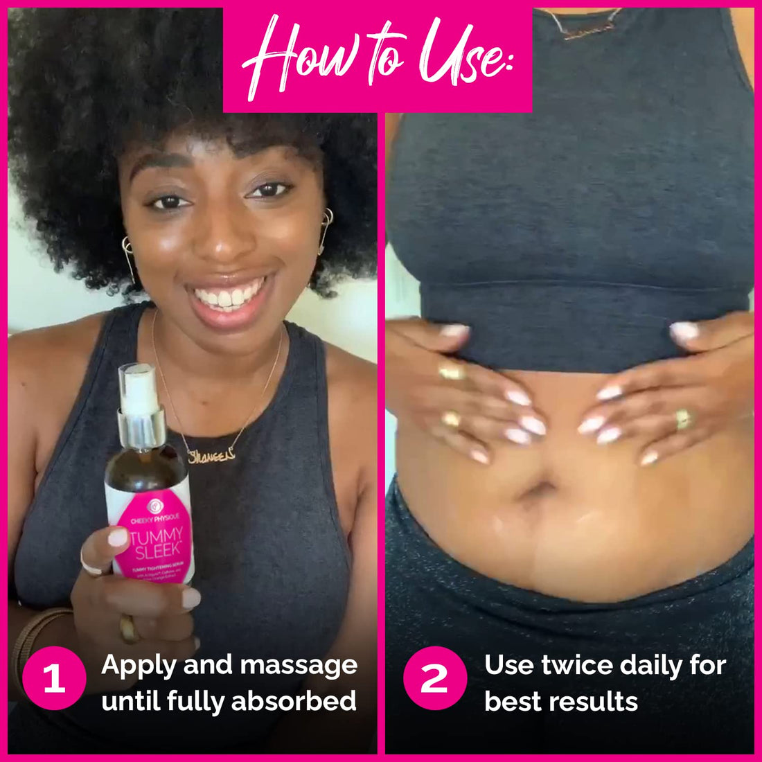 Tummy Sleek Tummy Tightening Serum - Body Firming Treatment for Abs and Waist with Actigym + Caffeine + Bitter Orange Extract - 4 oz.