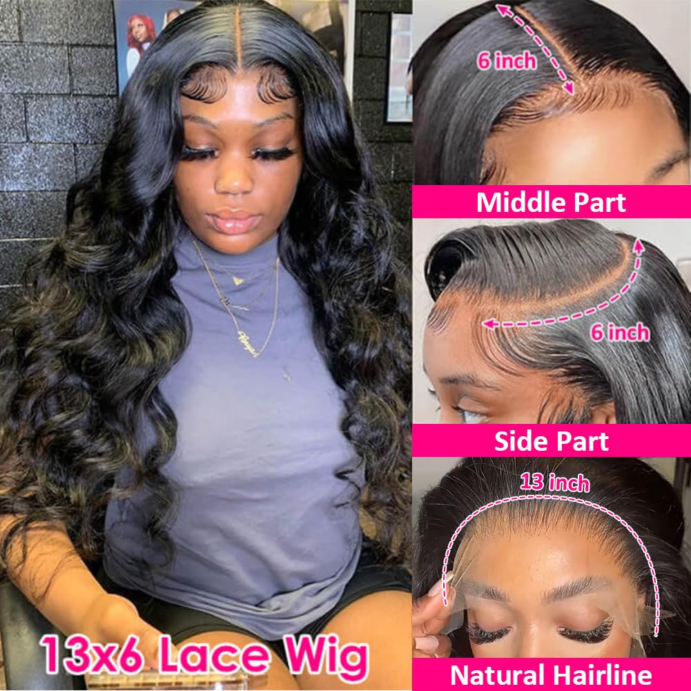 Pizazz 13x6 Body Wave Lace Front Wigs Human Hair Pre Plucked 180 Density HD Transparent Lace Frontal Wigs Human Hair for Women 9A Glueless Wigs Human Hair with Baby Hair 22Inch