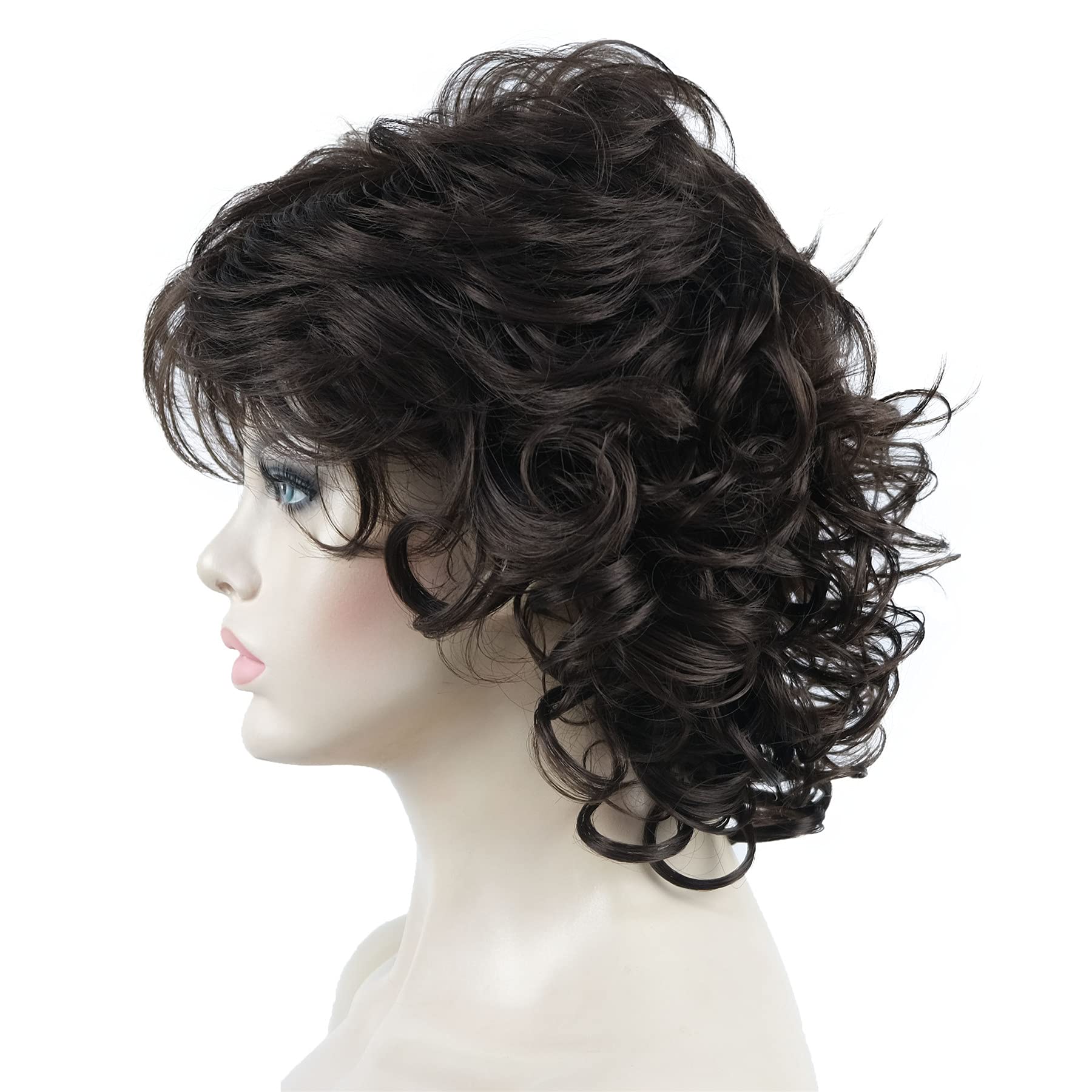 #6-Chestnut Brown: Aimole Short Chestnut Brown Curly Wig Synthetic Hair Women'S Full Wigs #6
