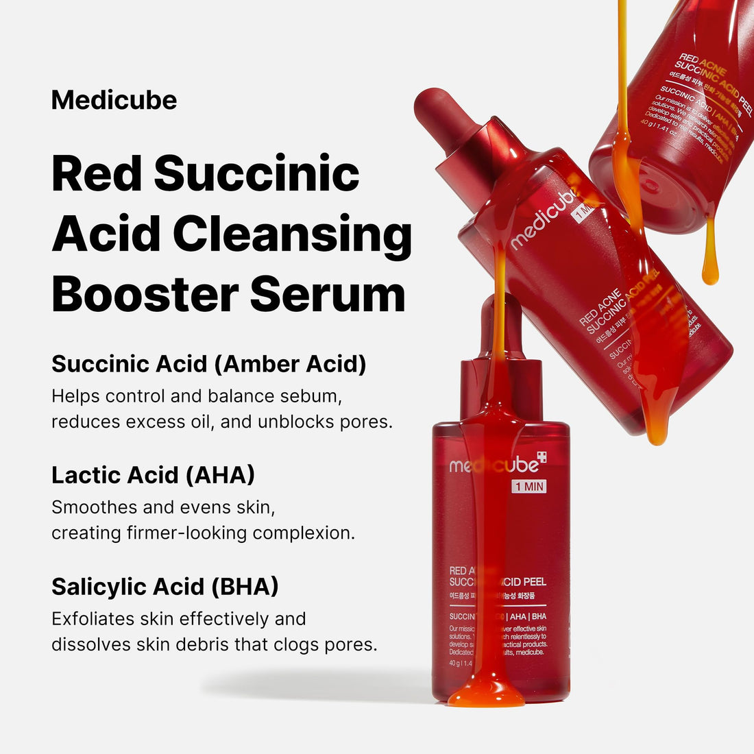 Medicube 21% Acid Wash-off Exfoliant (AHA+BHA+Succinic Acid), Wash-off Resurfacing Serum, Best for bumpy, breakout-prone skin, Korean Skincare (1.41fl.oz.)