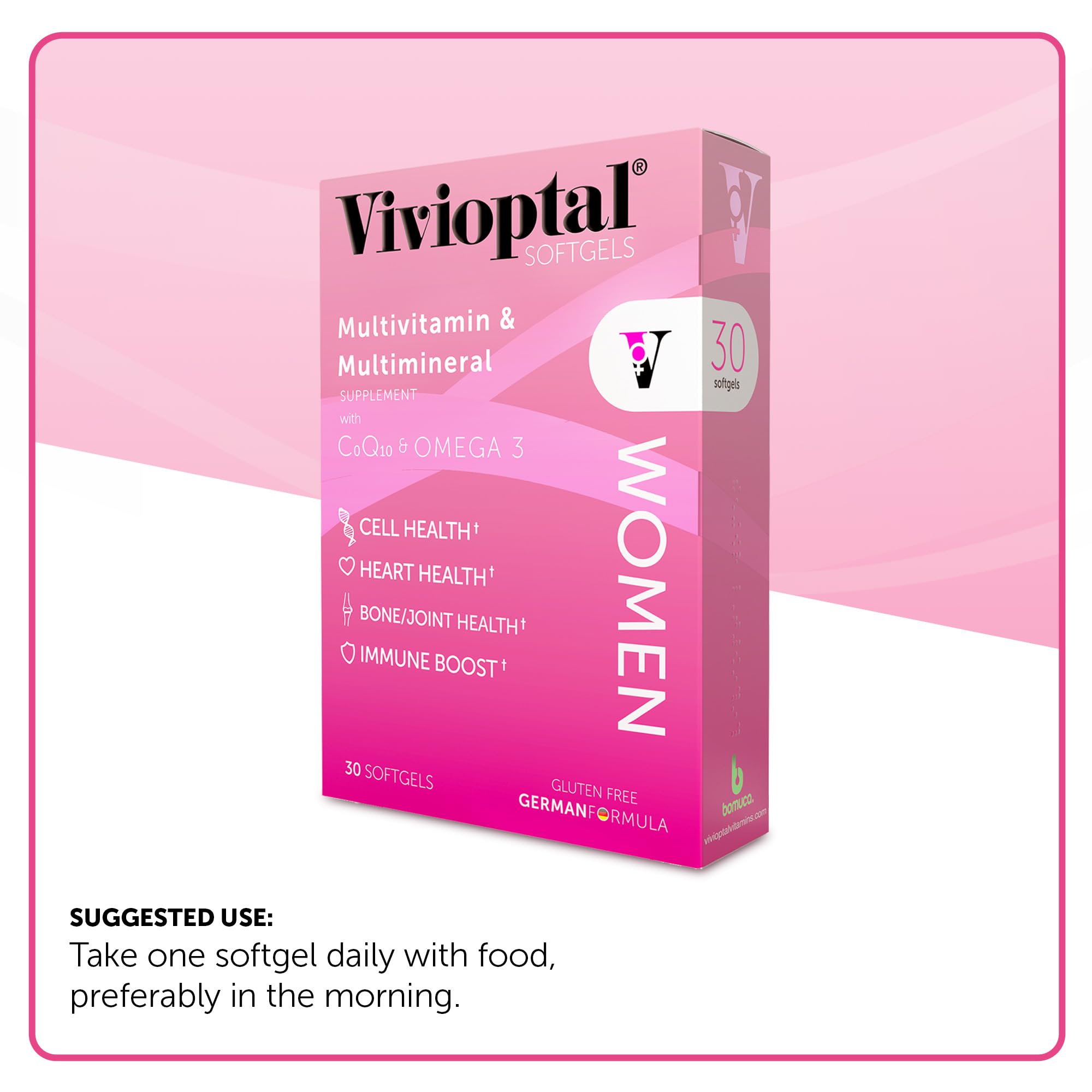 Vivioptal Women, 30 Capsules, CoQ10 & Omega-3, Multivitamin & Multimineral, Gluten Free, German Formula