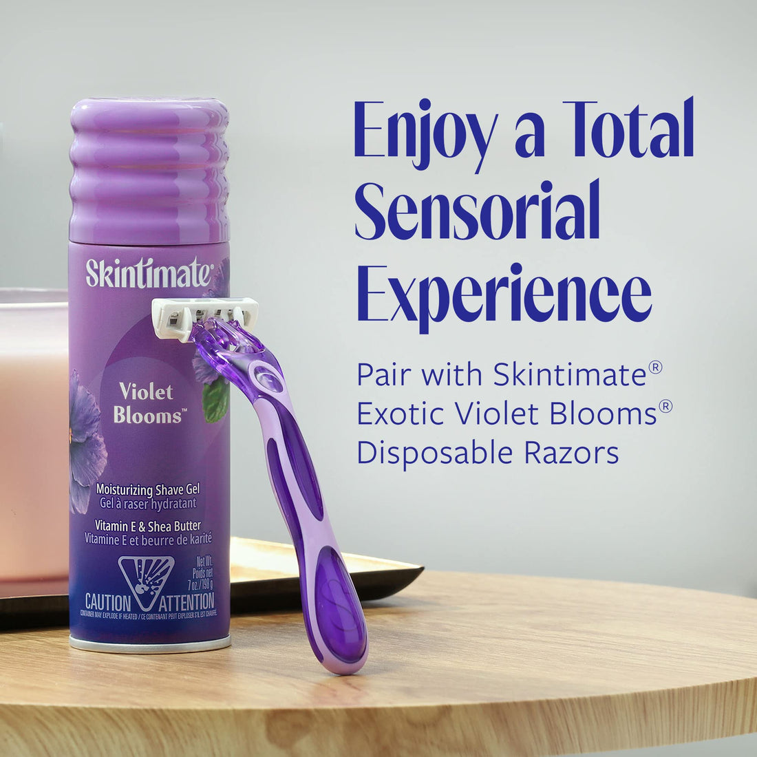 Skintimate Disposable Razor for Women, Exotic Violet Blooms Scented Four Bade Razor, 4 Count