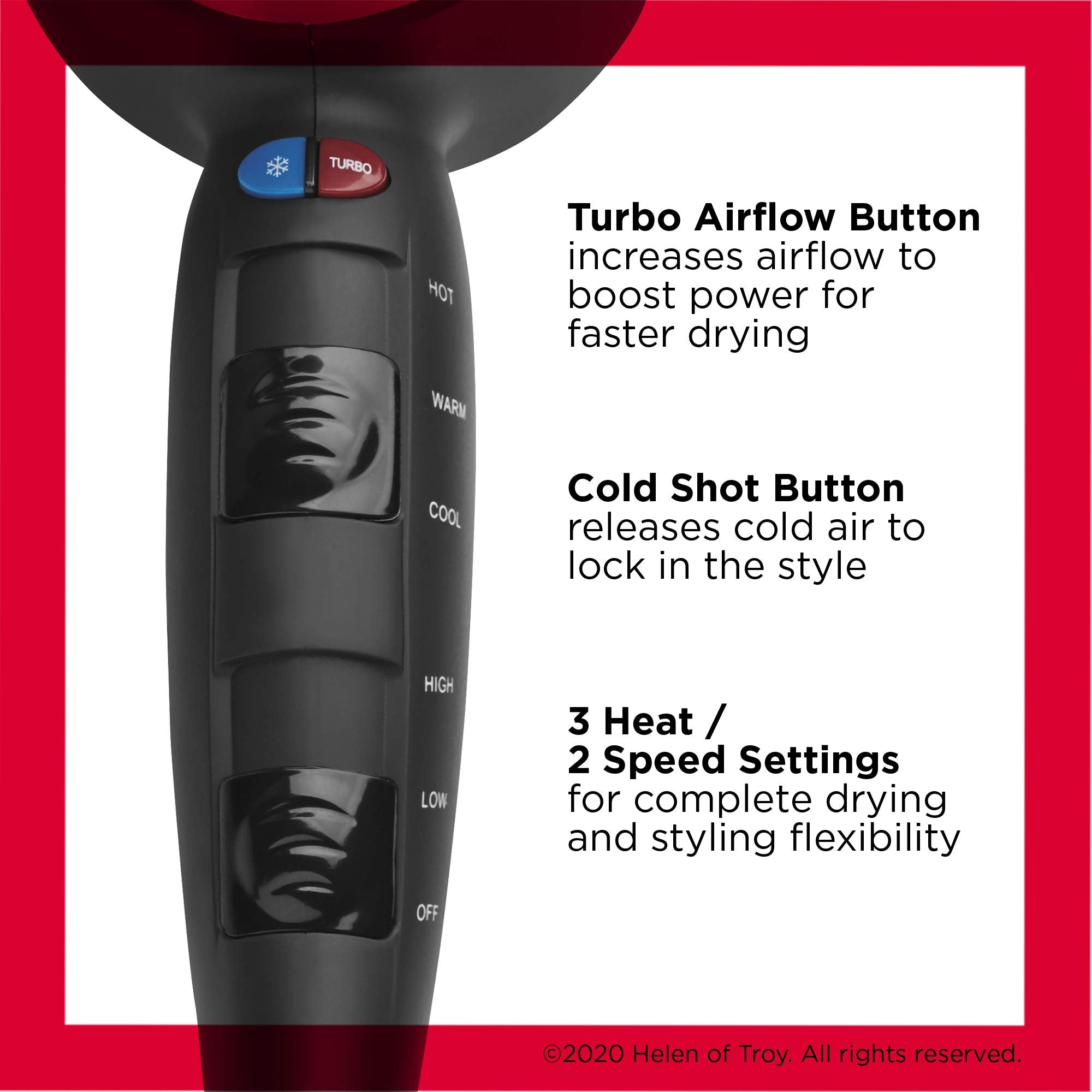 REVLON Turbo Hair Dryer with Advanced Ionic Technology, Ceramic Coating | Turbo Heat and Cold Shot Features, 1875 Watts for Fast Drying and Shine (Silver)