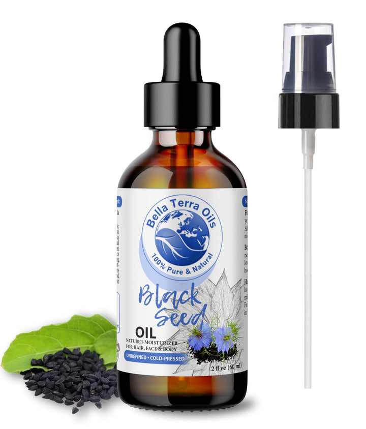 NEW Black Seed Oil. 2oz. Cold-pressed. Unrefined. Organic. 100% Pure. Nigella Sativa Black Cumin Oil. Hexane-free. Rich in Antioxidants. Natural Moisturizer. For Hair, Skin, Nails, Stretch Marks.