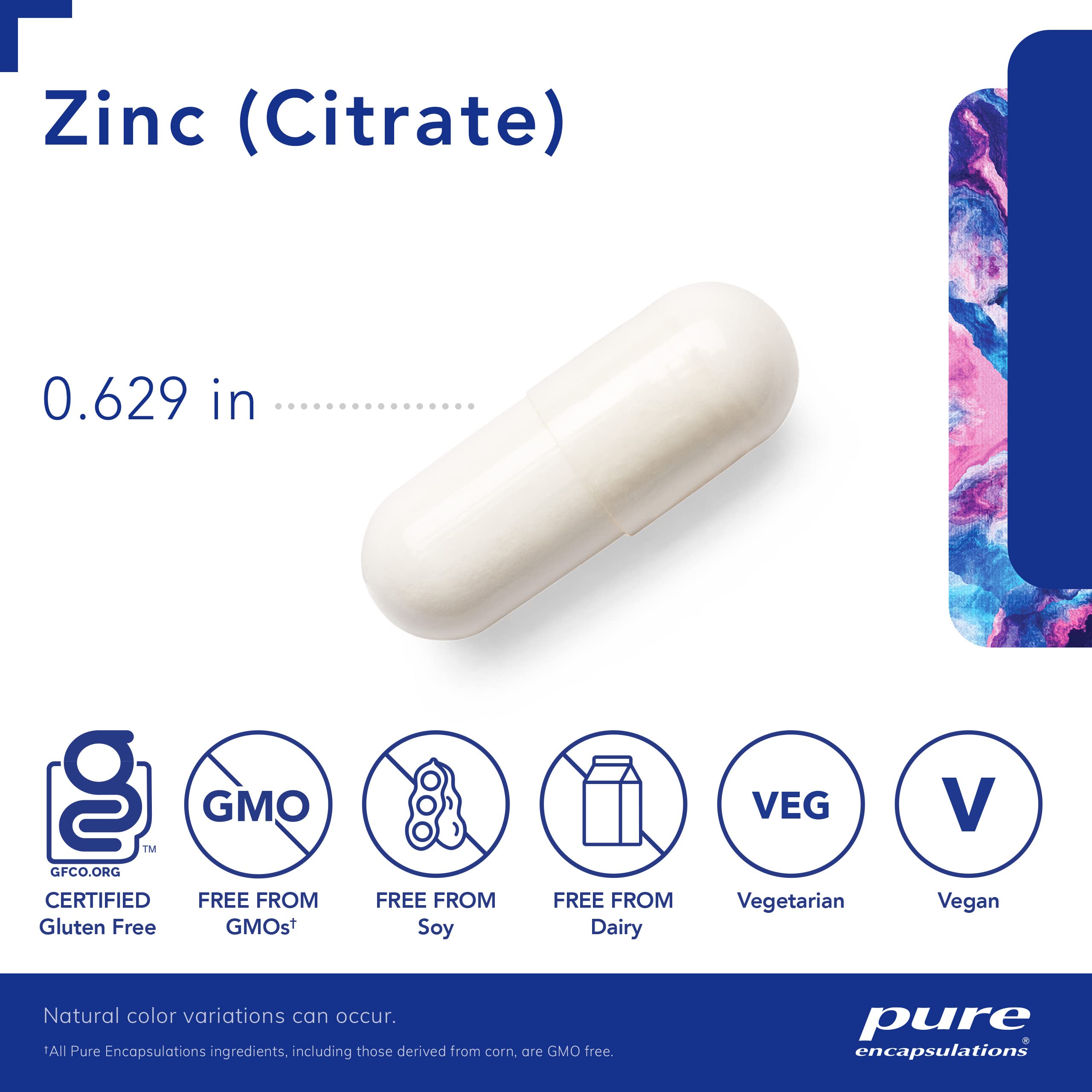 Pure Encapsulations Zinc (Citrate) - for Immune System, Tissue Development & Metabolism* - Mineral Supplement with Enzymes - Highly Absorbable Zinc - Vegan & Non-GMO - 60 Capsules