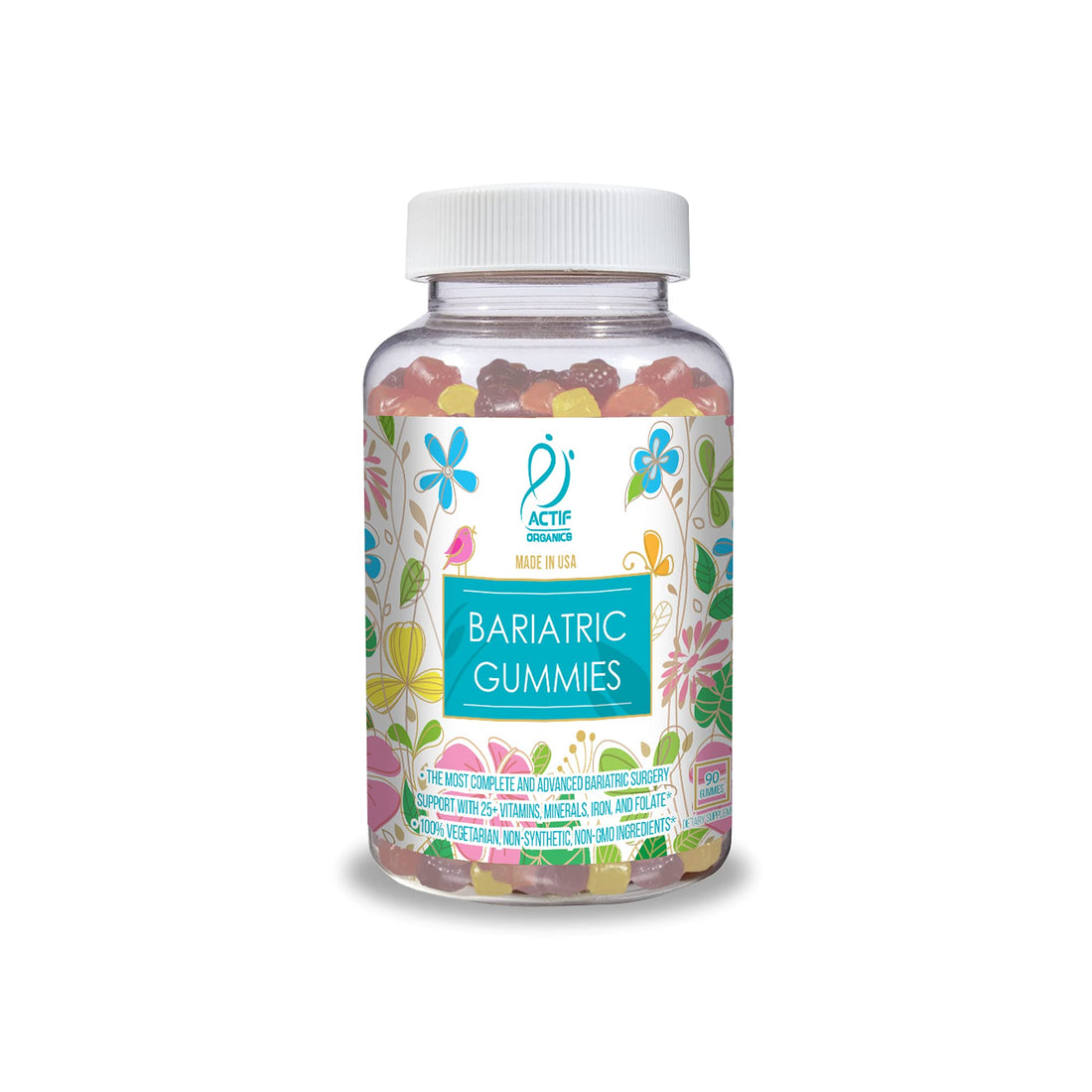 ACTIF Organic Bariatric Gummies with 25+ Organic Vitamins and Minerals for Bariatric Surgery and Weight Loss, Advanced Formula - 90 Count